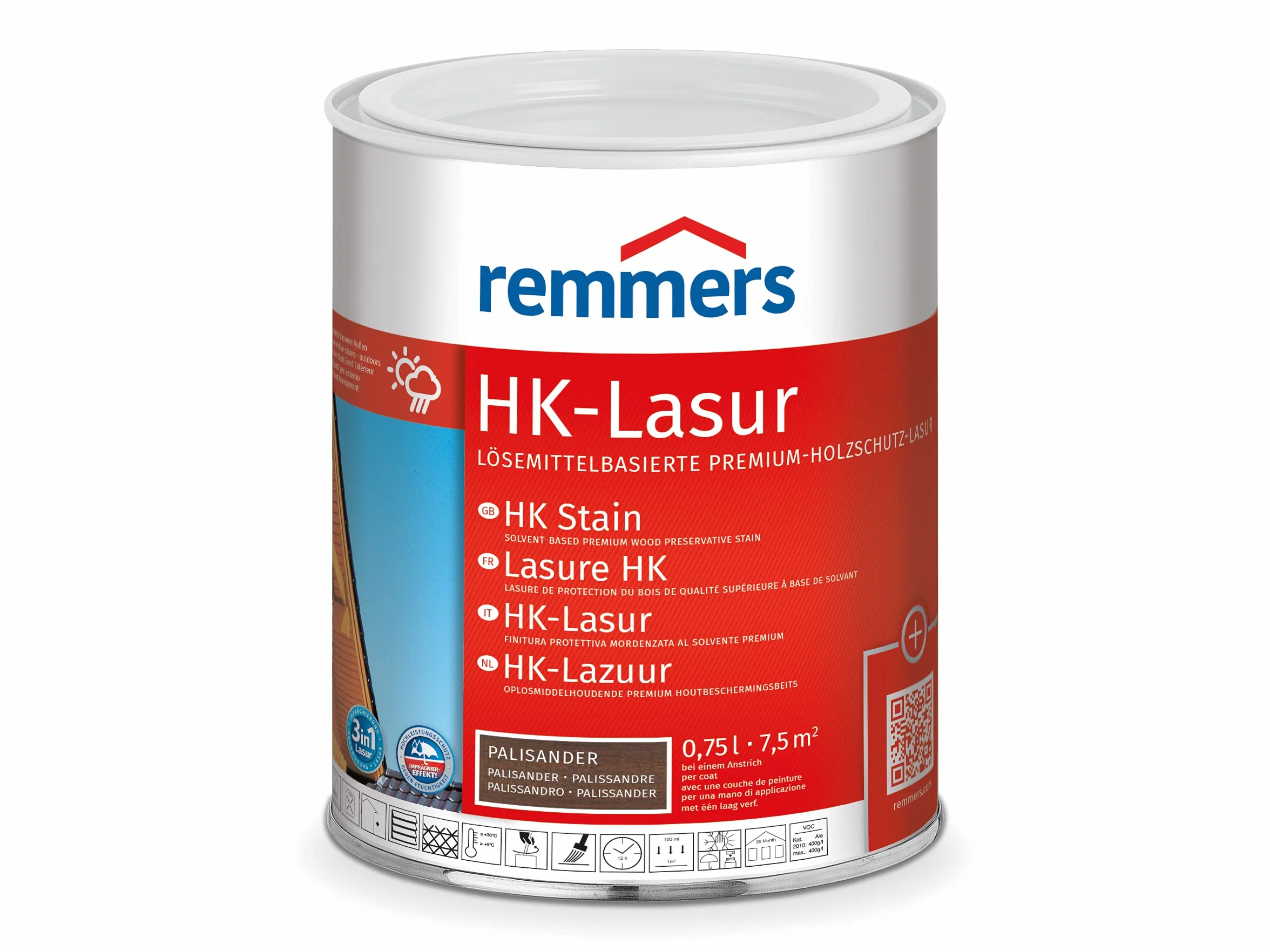 Remmers Aidol HK lazura do drewna, zapobiega szarzeniu drewna 750 ml Palisander