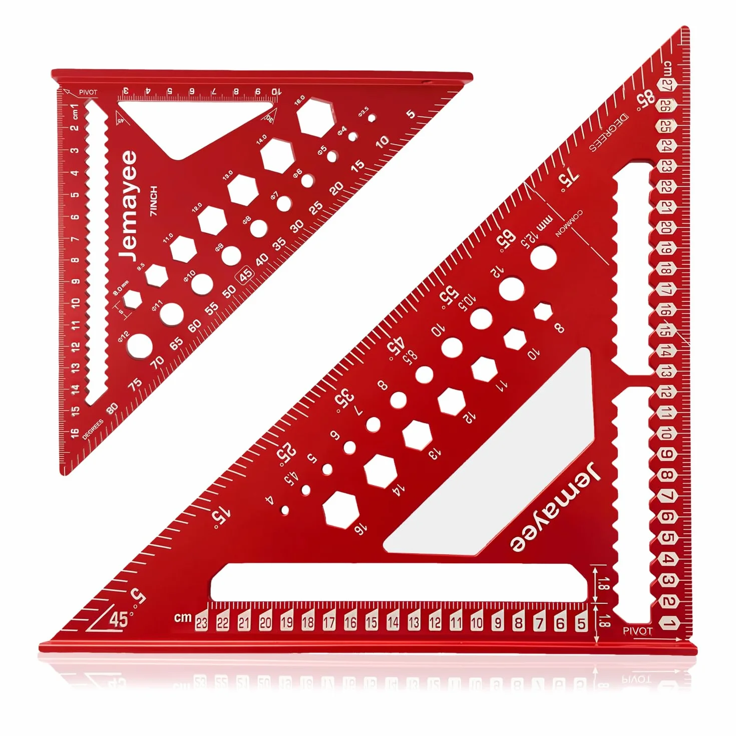 Zestaw Kątowników Stolarskich 180 & 300mm Aluminiowy Kątownik Wielofunkcyjny Kąt dla Dekarzy Stolarzy i Inżynierów Kątomierz Stolarski do Precyzyjnego Oznaczania i Rysowania Rafter Square Speed Square