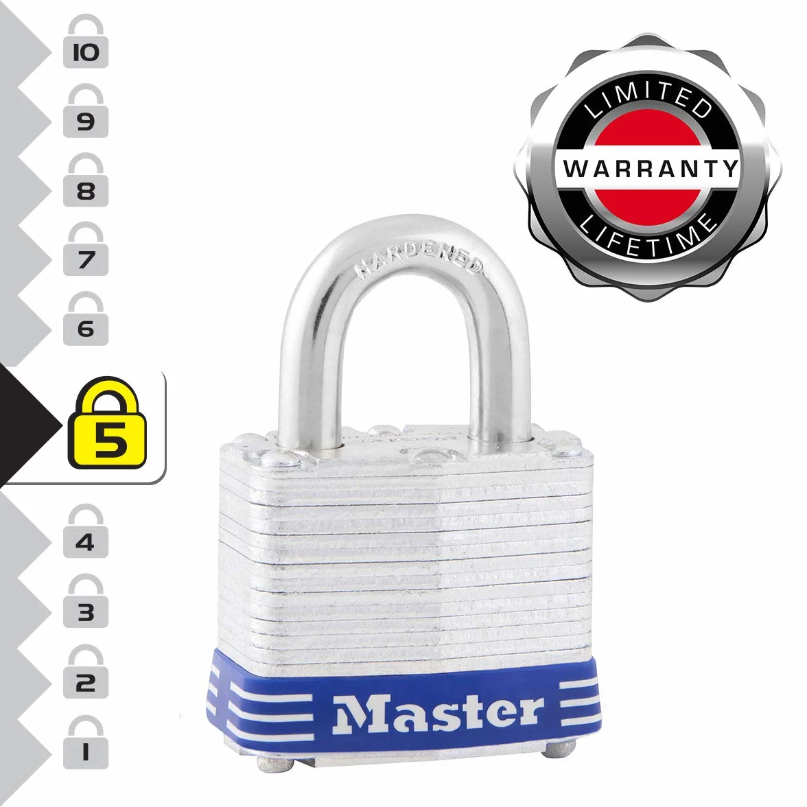Master Lock 3EURD Kłódka laminowana z kluczem, szara, 5,9 x 4 x 2,1 cm