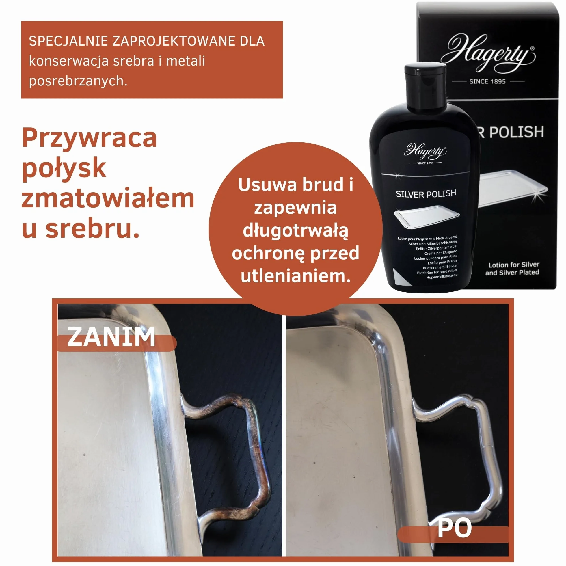 Hagerty Silver Polish 250 ml I Skuteczna politura do srebra i posrebrzanych metali I Pasta do polerowania o natychmiastowym działaniu do waz ramek akcesoriów dekoracji I Przywraca połysk
