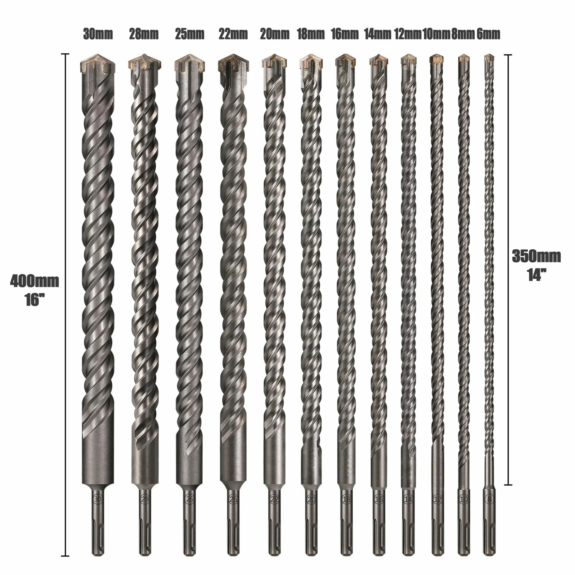 1 szt. Beton SDS Plus 8-30mm głowica tnąca podwójny młotek ślimakowy 400mm blok ceglany ścienny młotek elektryczny wiertło do muru(400mmX26mm)