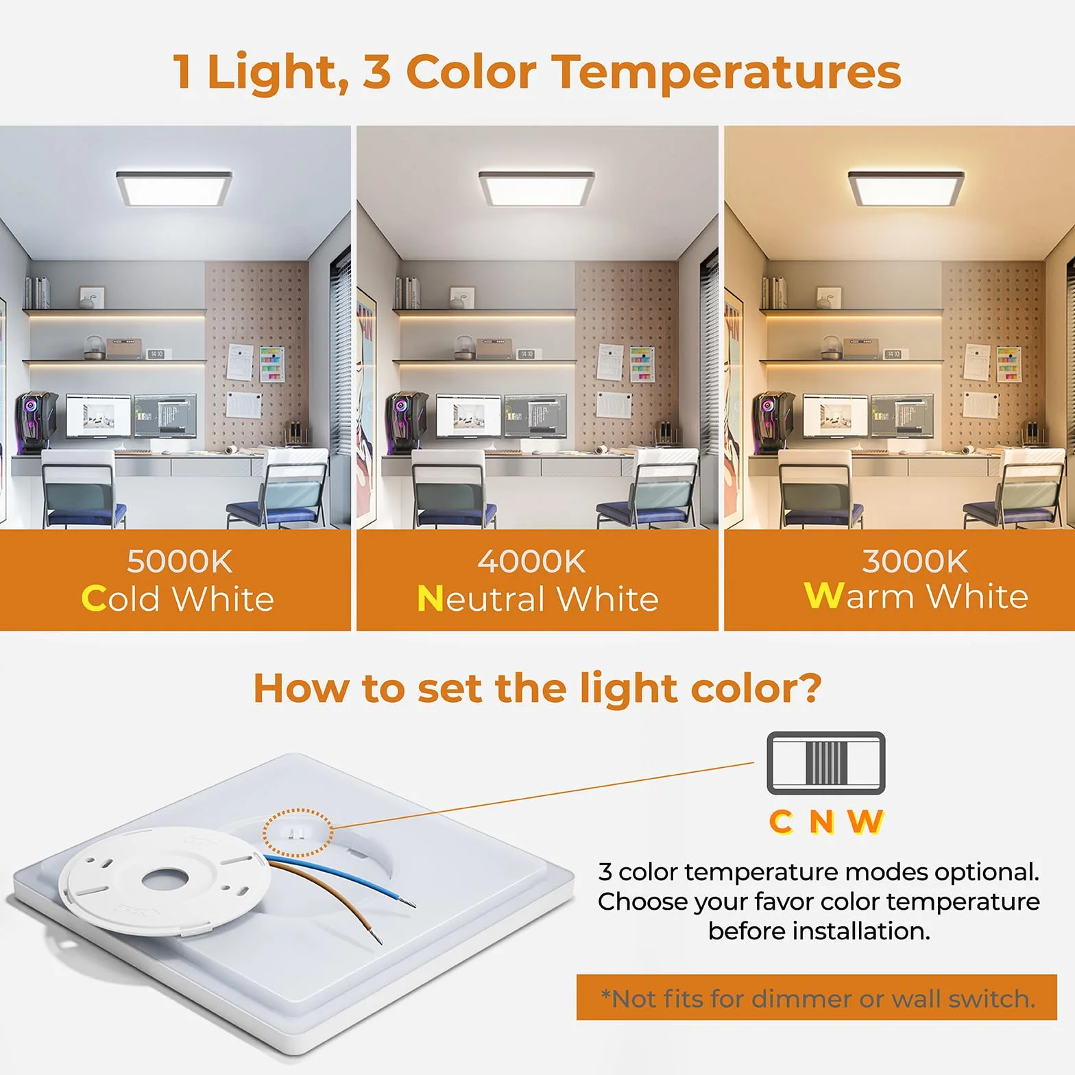 BLNAN LED Sufitowa Lampa, 18W Płaska Lampa Sufitowa Ciepła Neutralna Chłodna Biel 3000K/4000K/5000K, Panel z Podświetleniem, 1800lm do Korytarza, Sypialni, Kuchni, Łazienki, Balkonu, Piętra 22cm