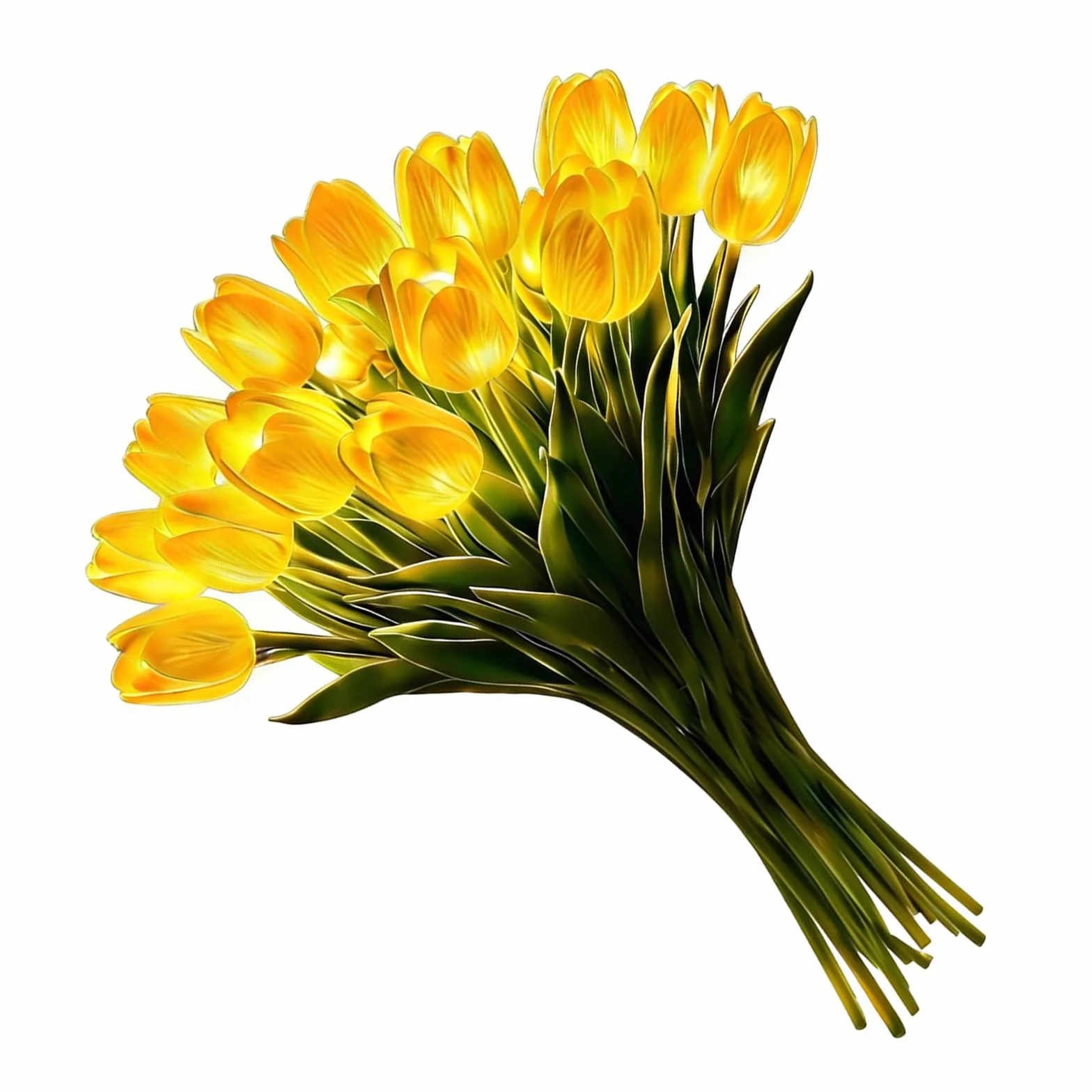 15 szt. promiennych romantycznych tulipanowych lampek LED, regulowane tulipanowe światło nocne, ciepłe światło, świecący bukiet, ozdoba, prezent na rocznicę/ślub/urodziny (żółty)