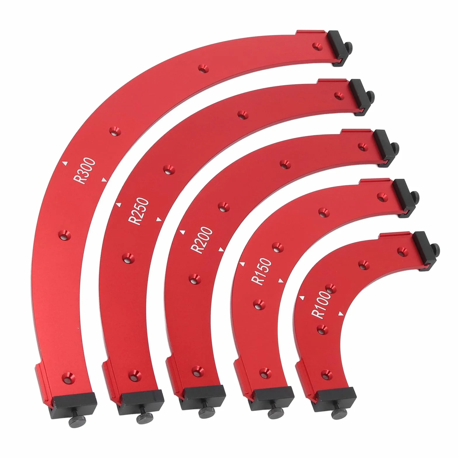 Zestaw Szablonów do Narożników ze Stopu Aluminium R100-300 z Przyrządami do Frezowania Narożników do Obróbki Drewna, Krawędzi Szafek, Przycinania Narożników Wewnętrznych i