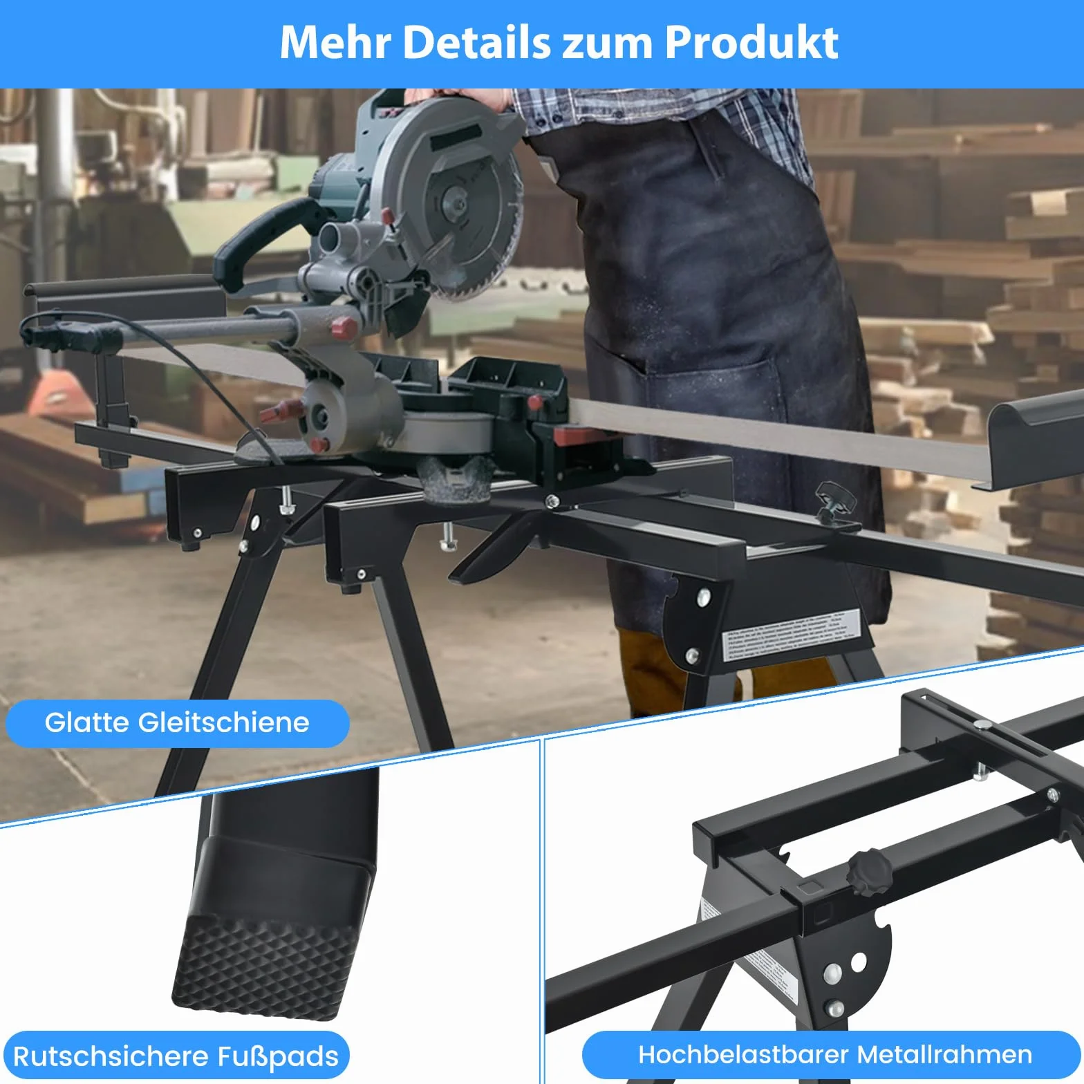 COSTWAY Stelaż do piły ukośnej, stół roboczy, mobilny, do 150 kg, regulacja wysokości 83-91,5 cm, wysuwany 94-190 cm, uniwersalny stojak do piły ukośnej, metalowy