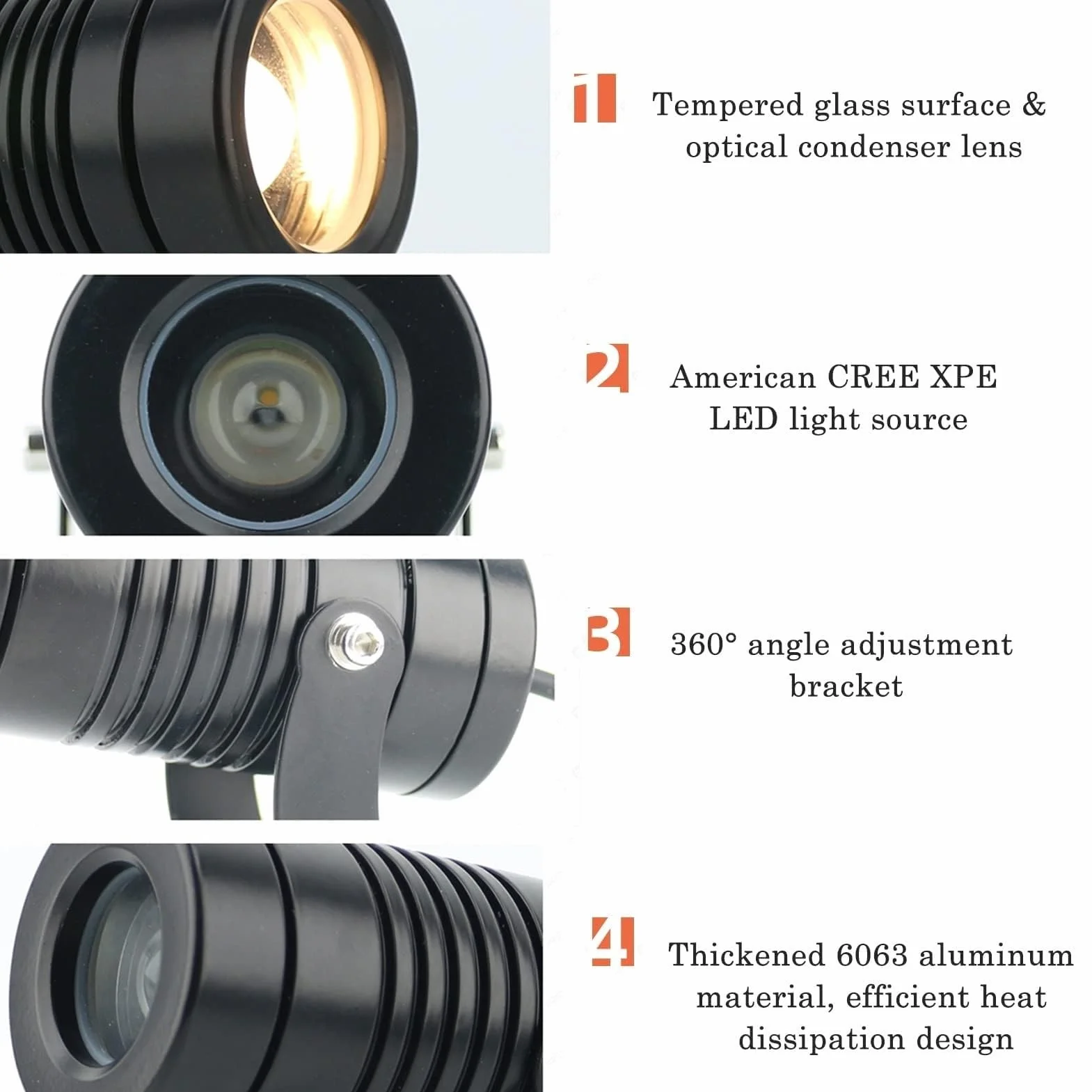 Reflektor podłogowy - Zewnętrzne reflektory LED, wąski reflektor wiązkowy IP67, reflektor wiązkowy LED, zewnętrzny projektor ścienny, reflektor do zdalnego oświetlenia zewnętrznego(ciepły biały 300