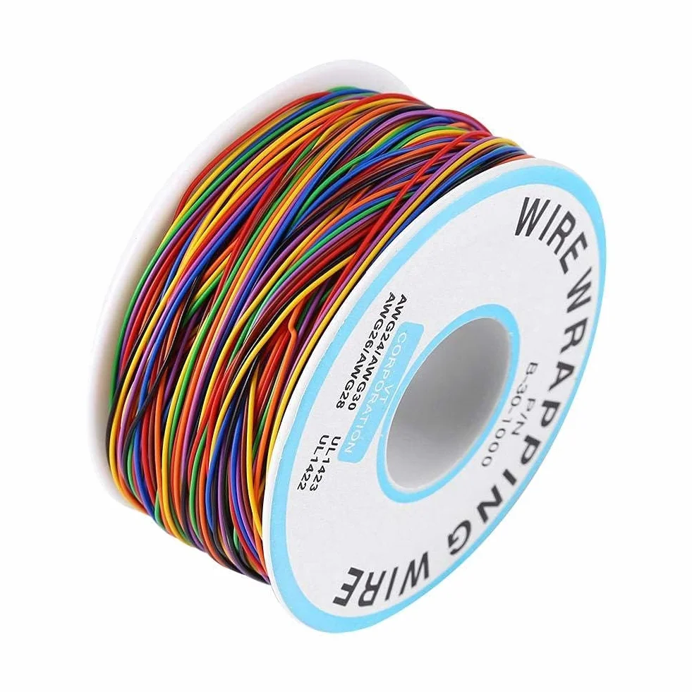 Walfront 250m 8 Drut elektroniczny 30AWG Rolka kabla elektrycznego miedzianego, izolowana PVC P/N B-30-1000