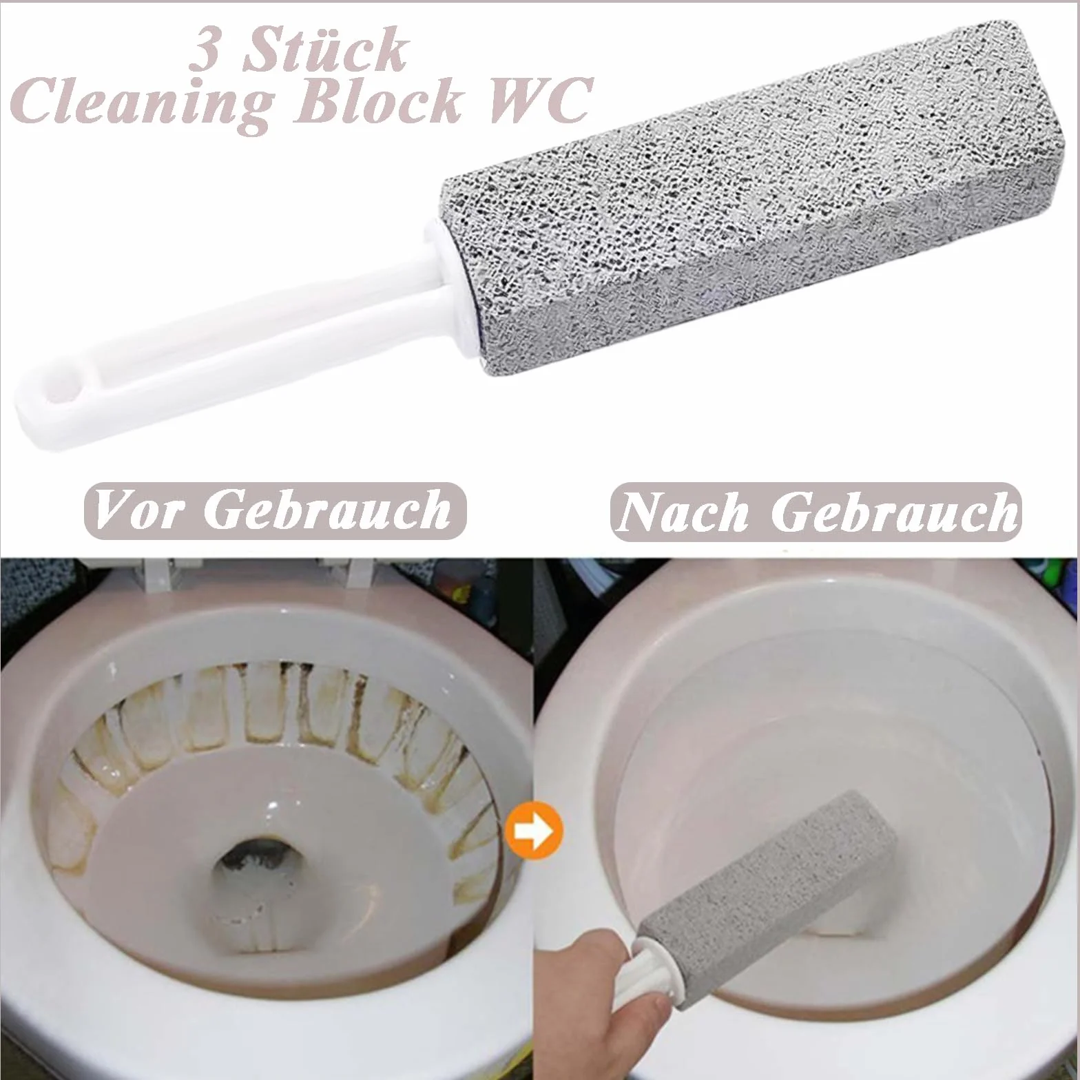 Środek do czyszczenia toalety z pumeksu, 3 sztuki, do WC, kuchni, prysznica
