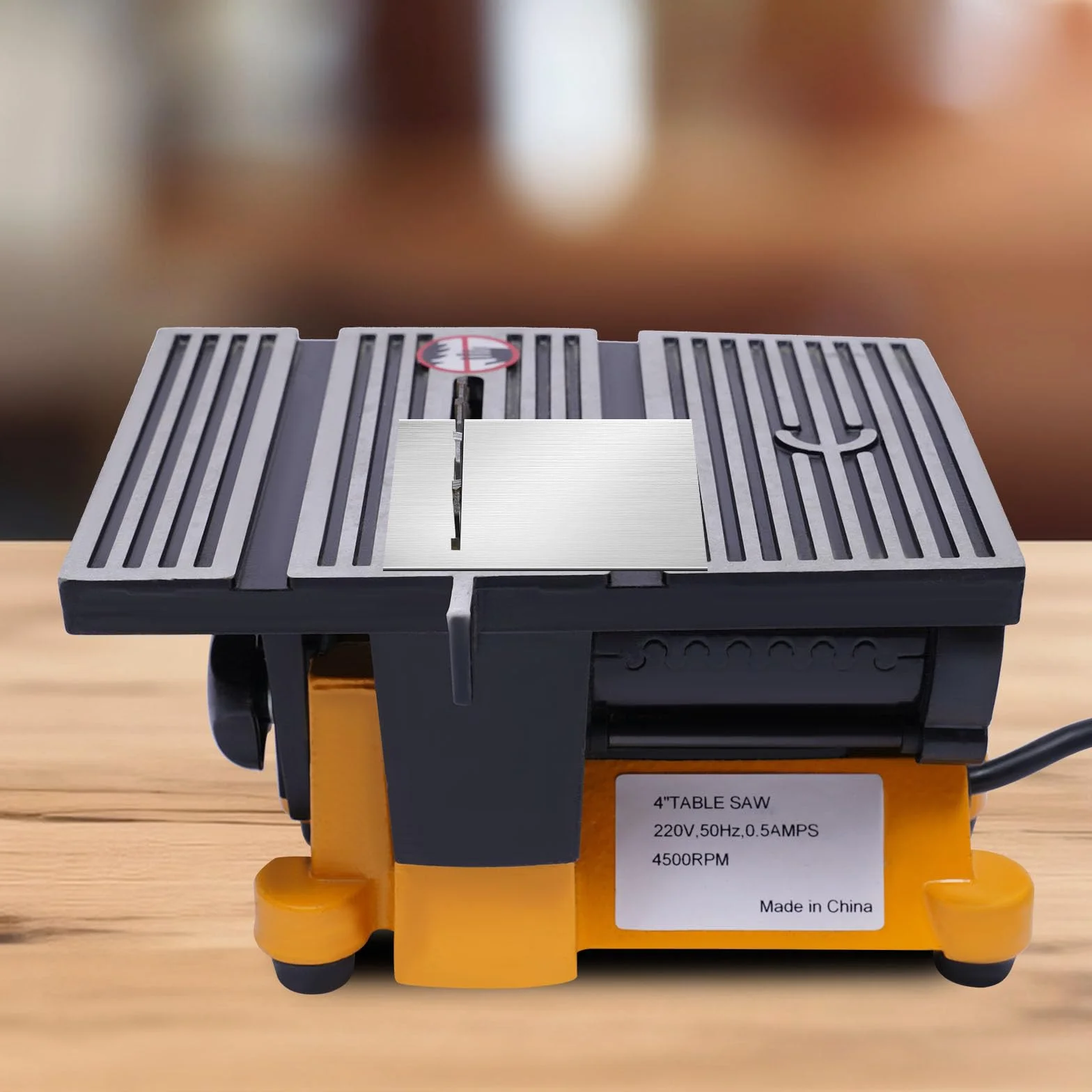 Mini pilarka tarczowa stołowa 90 W, 4500 obr./min, piła stołowa z 3 brzeszczotami Ø 100 mm, ogranicznik ukośny i osłona ochronna, do drewna, tworzywa sztucznego, akrylu, miedzi, aluminium i kamienia