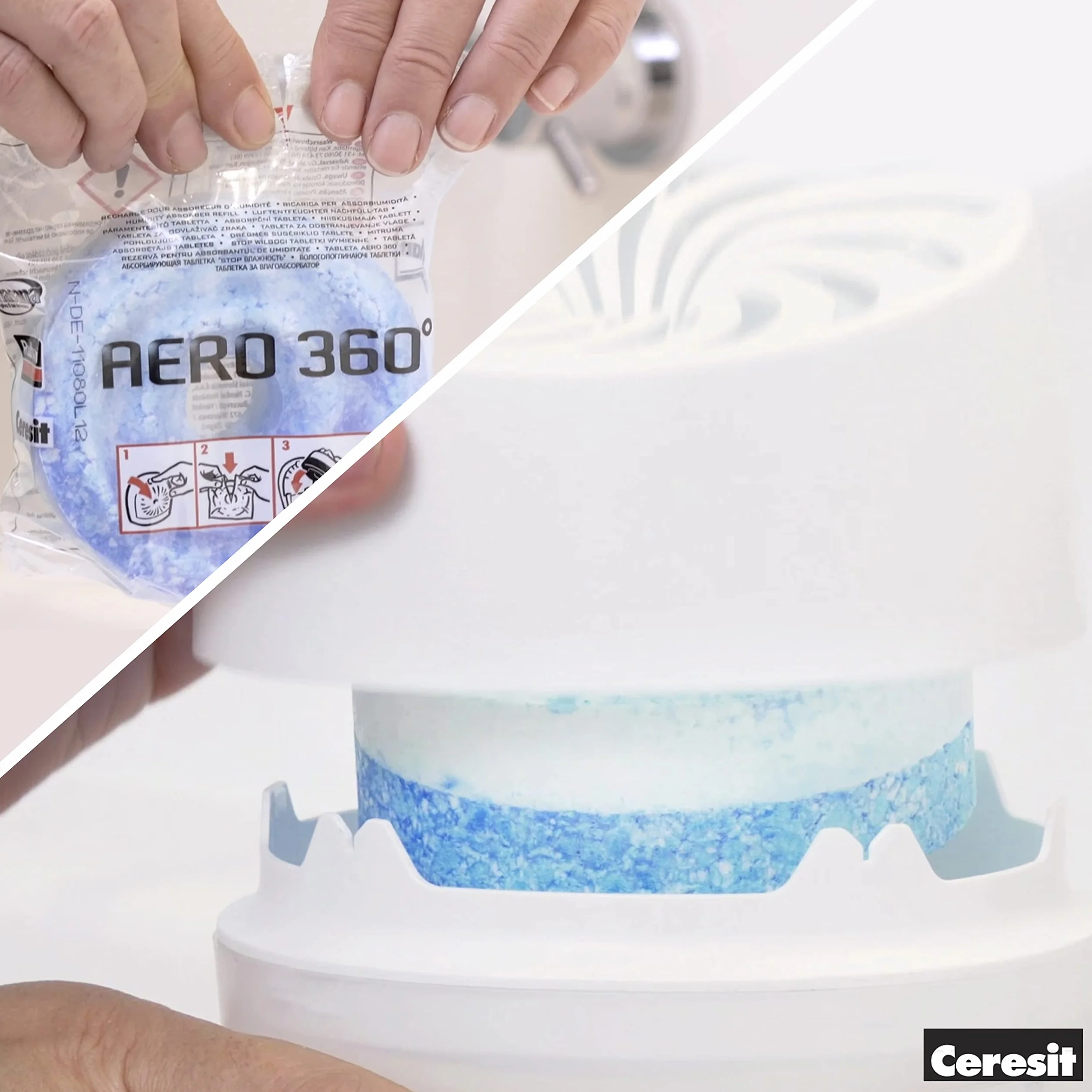 AERO 360°, kompaktowy pochłaniacz wilgoci do łazienki, stylowy absorber wilgoci, efektywny osuszacz powietrza do domu, 1 urządzenie