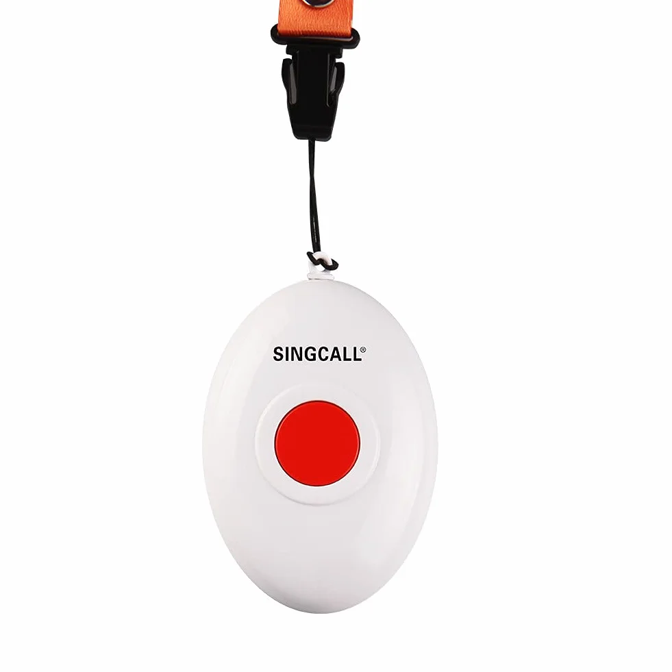 SINGCALL Domowy system alarmowy Bezprzewodowy opiekun Pager Alarm wezwania pielęgniarki dla starszego starszego pacjenta Dziecko Lekki wygodny, 1 odbiornik wtykowy 1 przycisk,Ten pakiet zawiera 1 odbiorników typu host(SC-R16),2 dzwonków wywoławczych(APE16