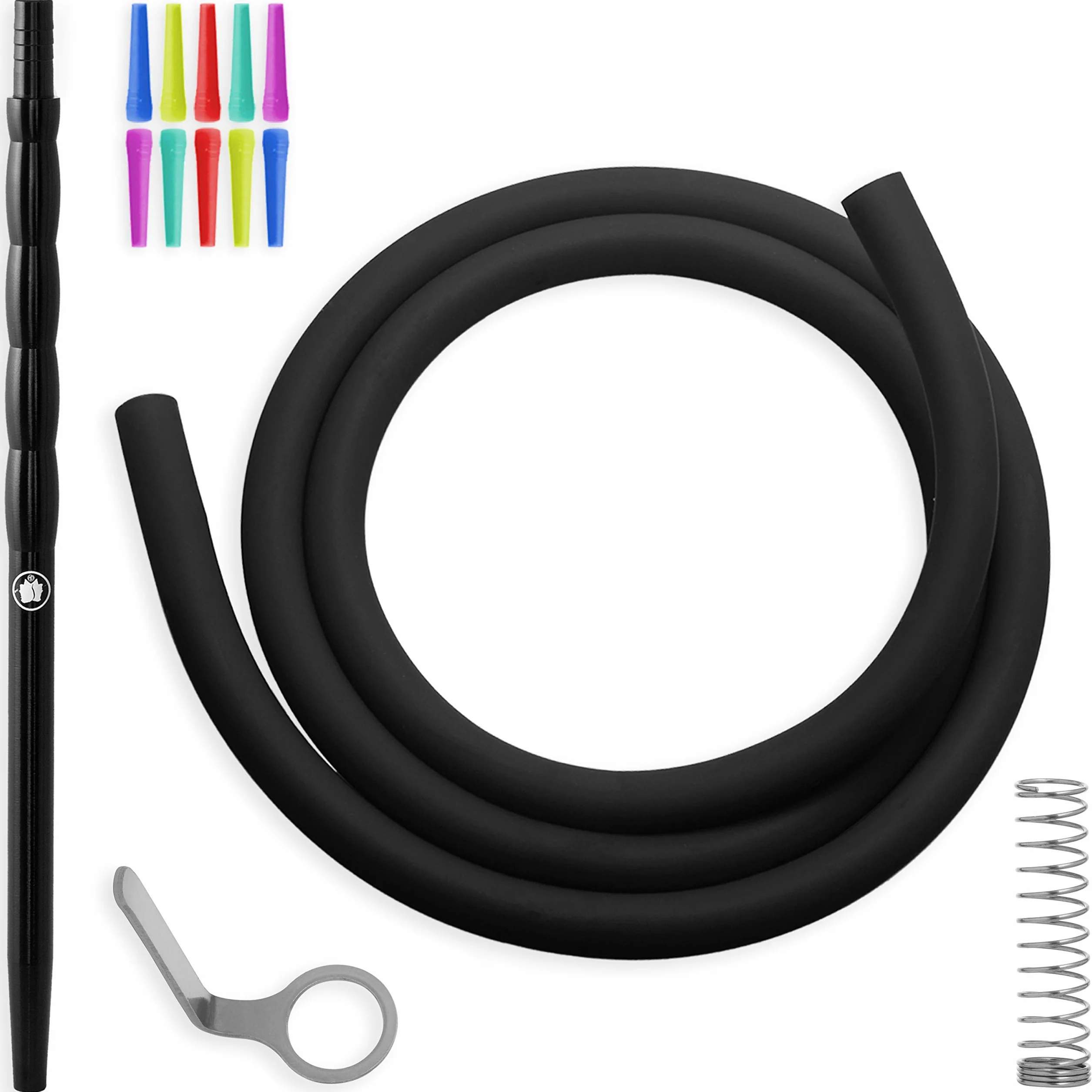 DILAW Kompletny zestaw sziszy Smart to go 38 cm stal nierdzewna mini hookah 4 przyłącza 4 adaptery szklane