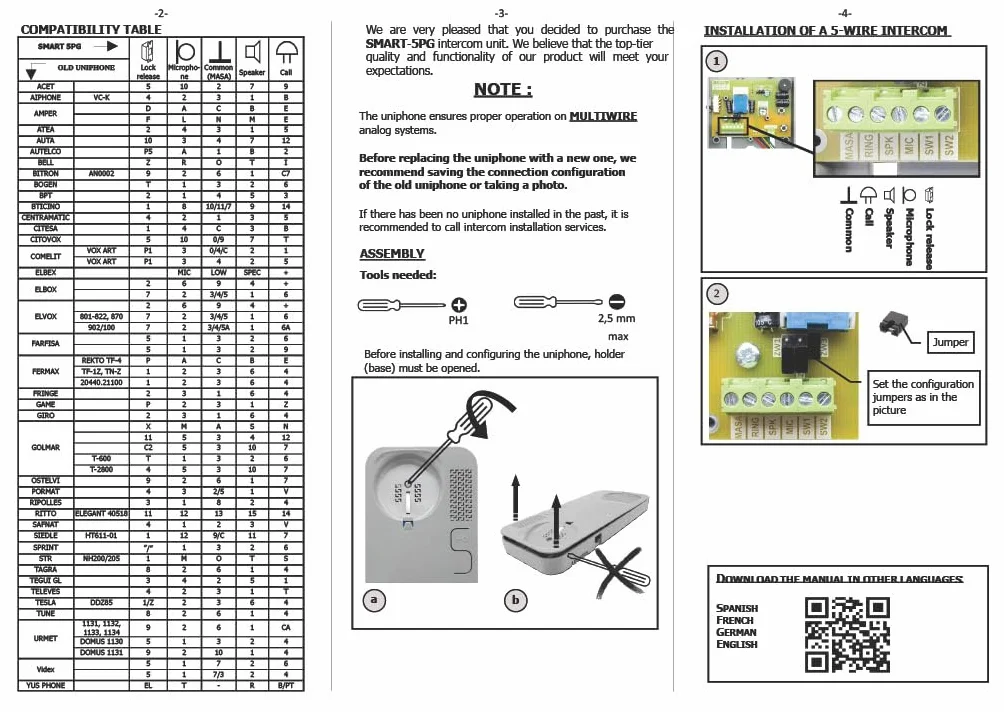 Cyfral Smart 5p uniwersalny telefon domowy 4 Plus N, 4, 5, 6 przewodów