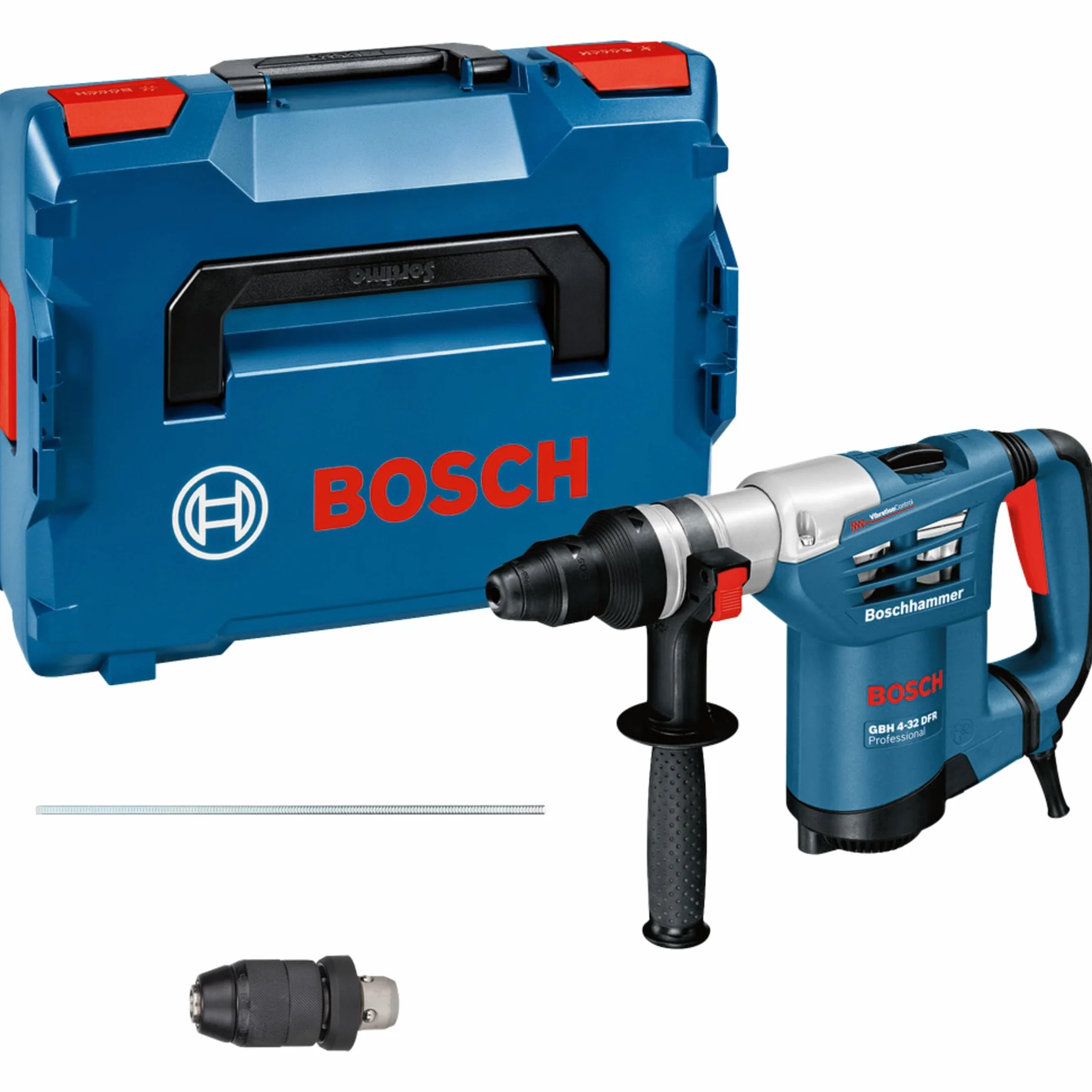 Bosch Professional Młot udarowo-obrotowy GBH 4-32 DFR (900 W, 4,2 J, SDS plus, wszechstronny młotek wielofunkcyjny, ogranicznik głębokości 310 mm, w zestawie dodatkowy uchwyt i ściereczka do maszyny,