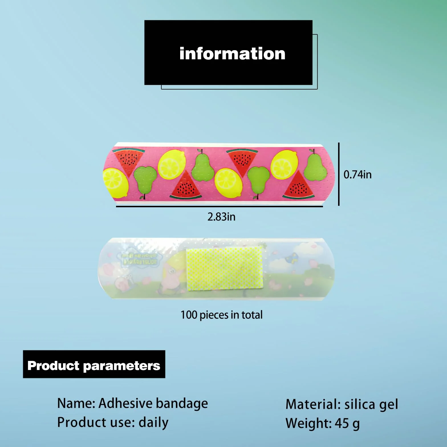 100 plastrów dla dzieci, wodoodporny, nie zawiera lateksu, hipoalergiczny, kolorowy plaster dla dzieci, testowane klinicznie, oddychające