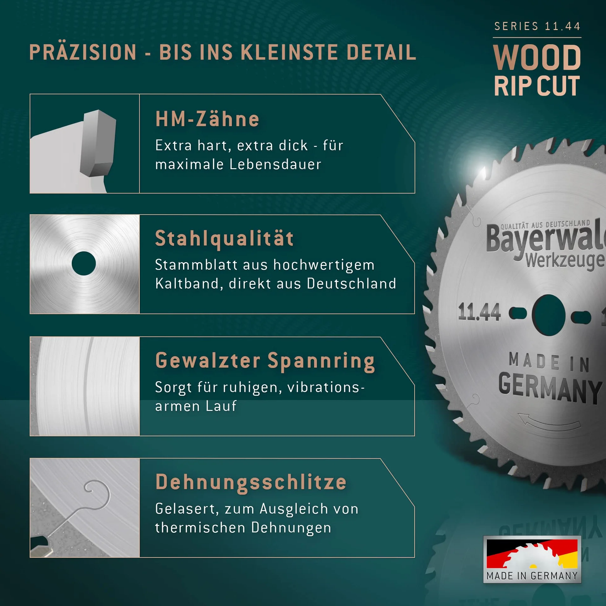 Bayerwald HM tarcza do piły tarczowej – Ø 600 x 4,2 x 30 | Z=40 WZ | seria 11.44 – do cięcia wzdłużnego (miękkie, twarde drewno, drewno egzotyczne, forniry)