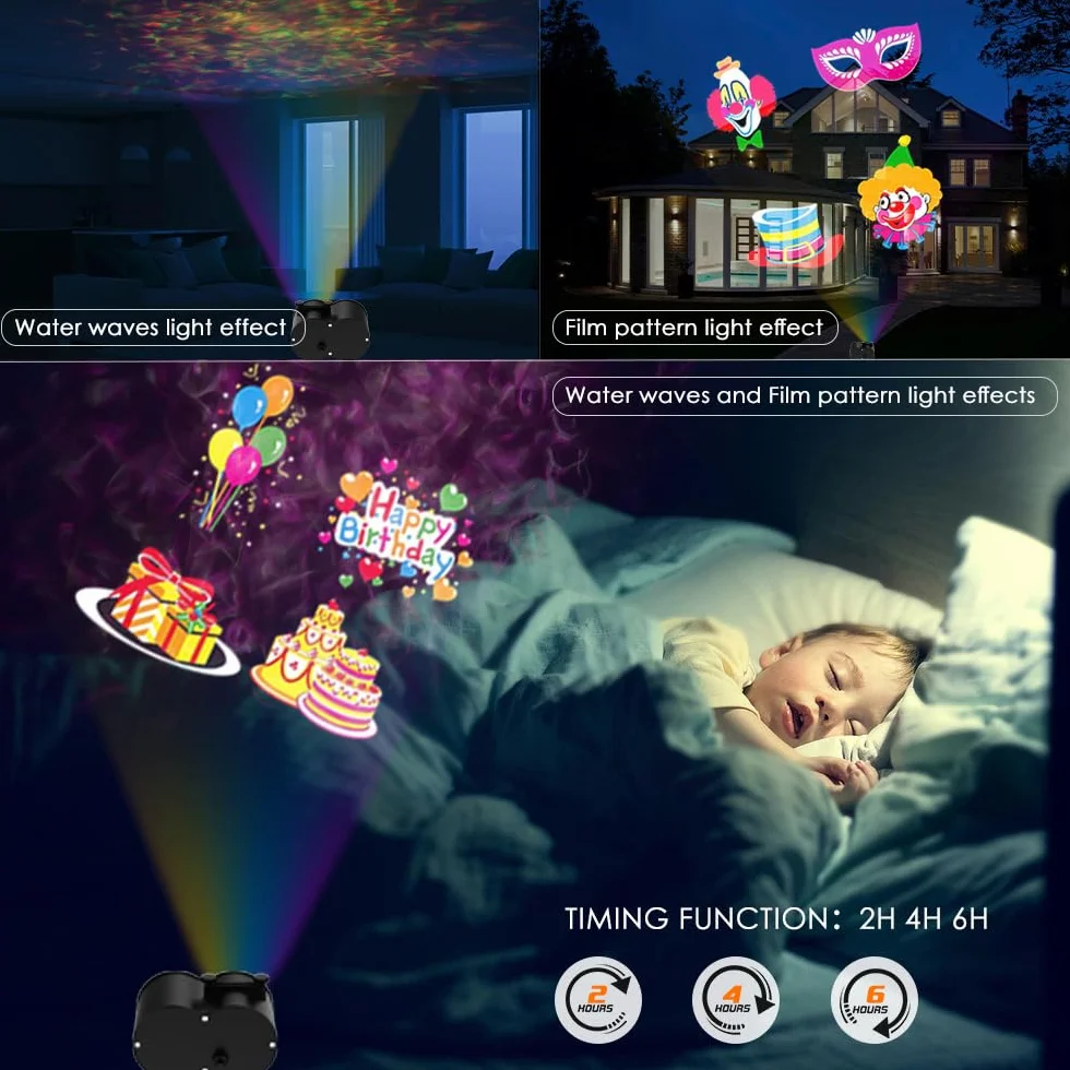 YAZEKY Christmas Projector Lights LED 16 wzorów 10 kolorów IP65 Pilot 2 w 1 Dekoracja świąteczna