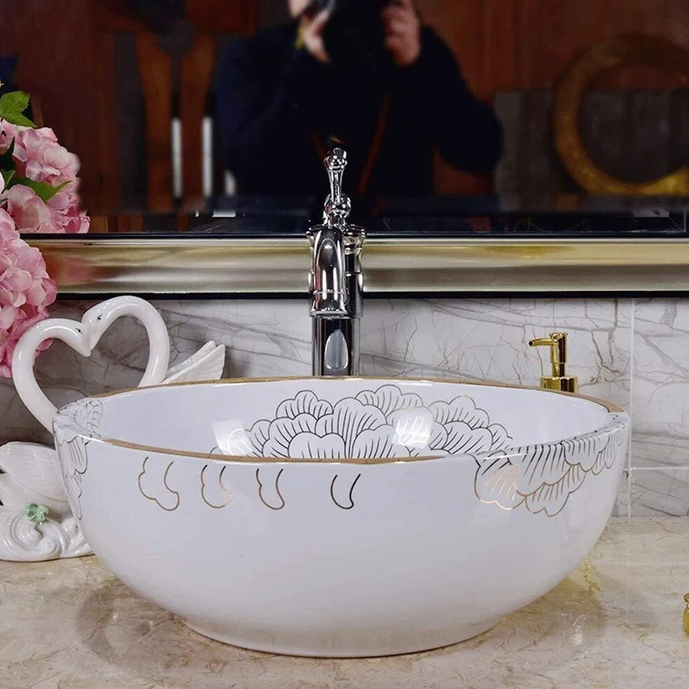Szafka Pod Umywalkę Z Umywalką, Umywalka Nablatowa, Porcelanowa Umywalka Nablatowa, Ceramiczna Miska Ustępowa, Umywalki Łazienkowe 15 Cali