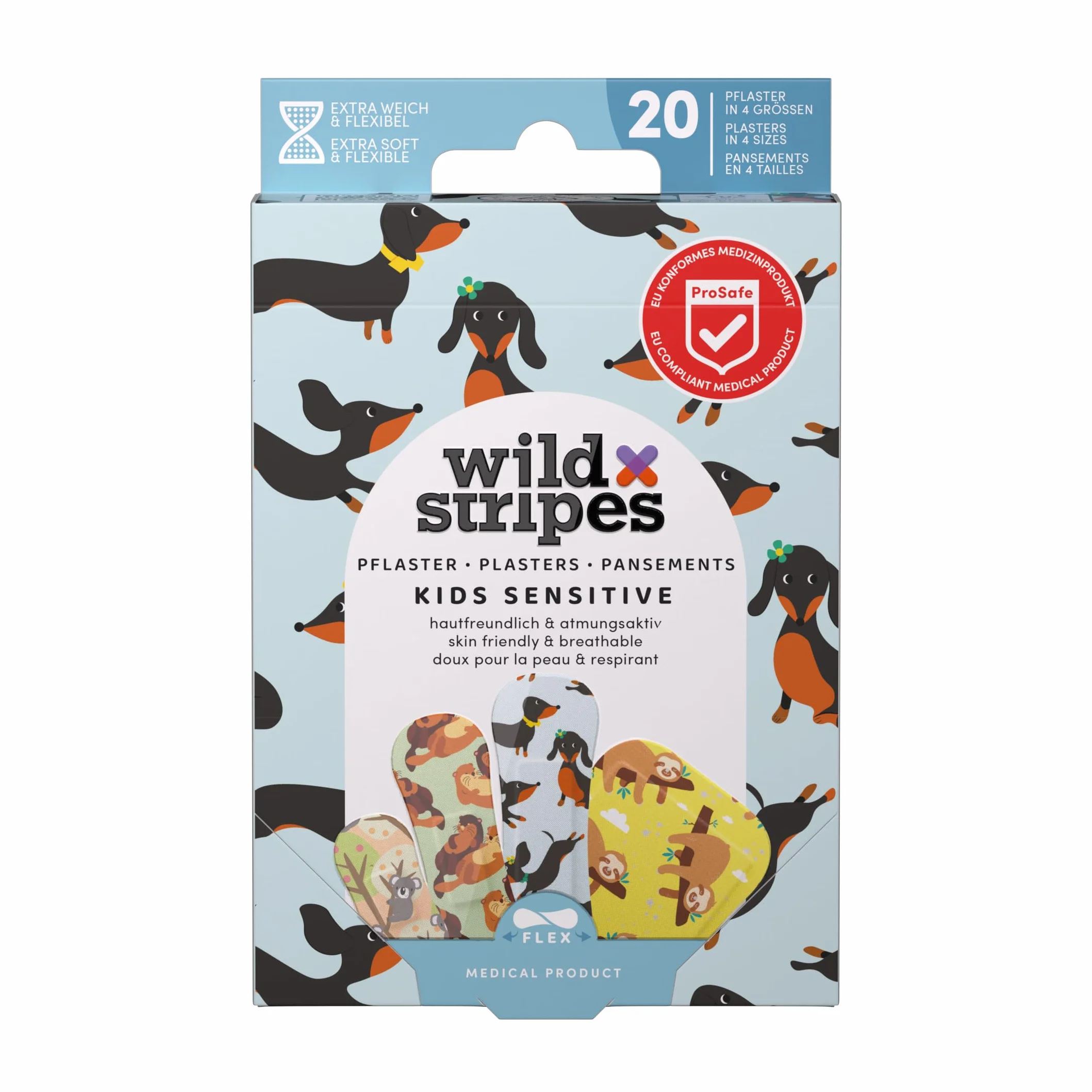 Plastry dla dzieci Animal Fun Wild Stripes - Hipoalergiczne wodoodporne ochronne