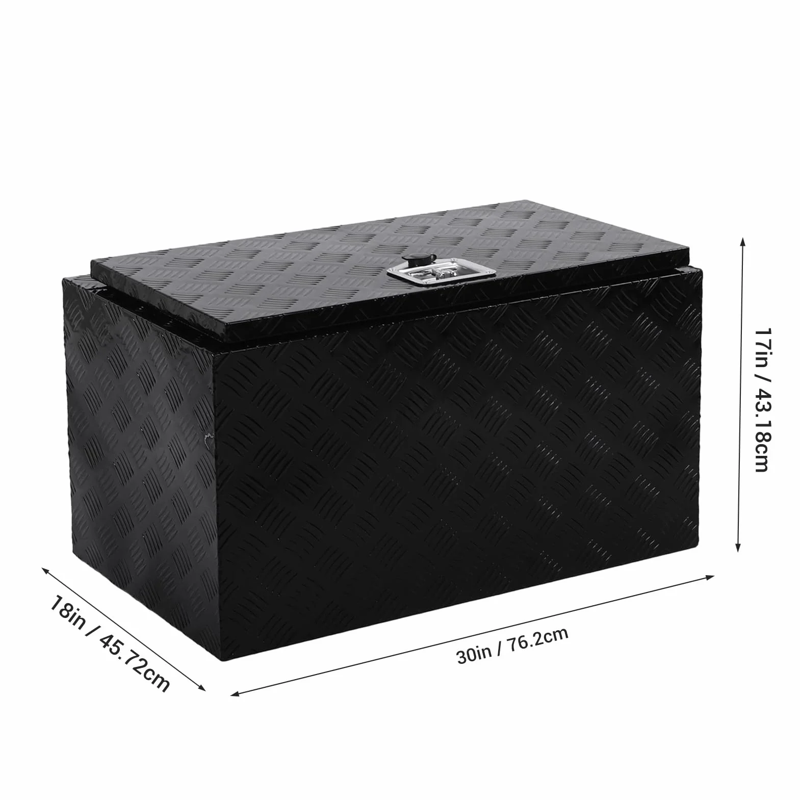 Yctze 30-calowa Aluminiowa Skrzynka Pod Podwoziem z Zamkiem i Kluczami, Wymiary Zewnętrzne 30x17x18 Cali, do Przechowywania Narzędzi i Sprzętu Kempingowego w Pickupach, Przyczepach,