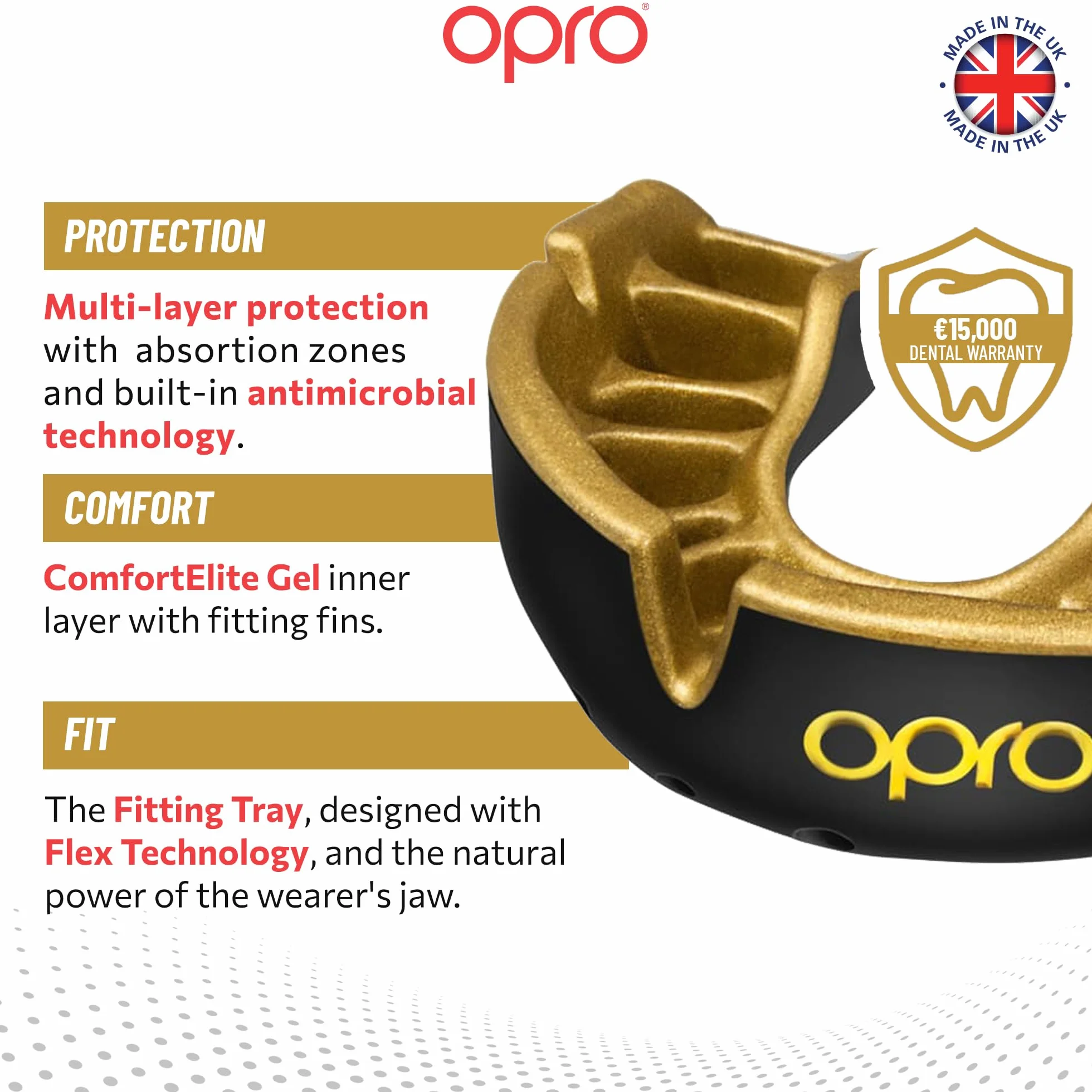 Opro Uniseks Gold Level 5060143579240 Ochraniacz na Zęby, Czarny, 10+