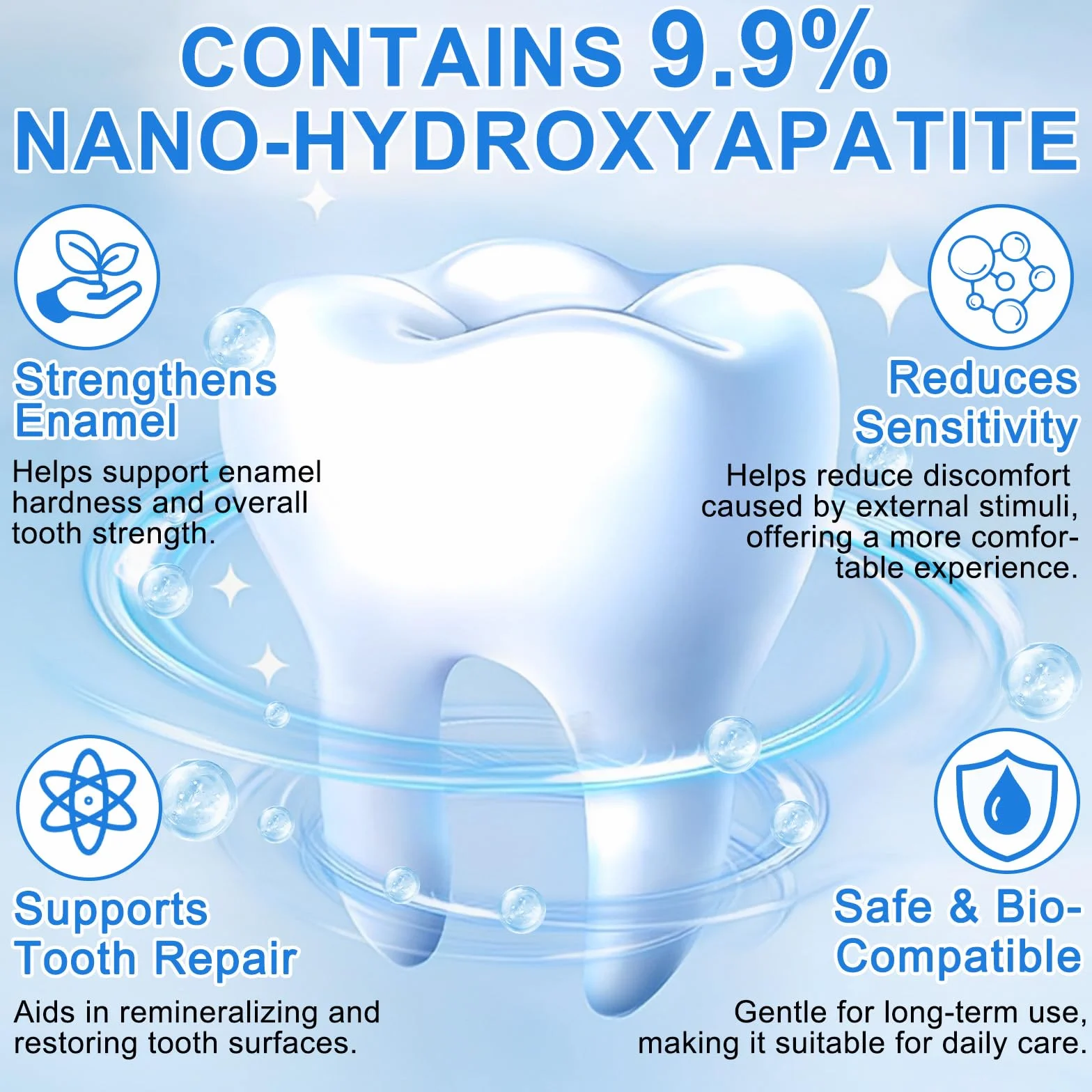 9,9% hydroksyapatyt pasta do zębów do naprawy szkliwa i wzmacniania zębów, nano hydroksyapatyt, reineralizująca pasta do zębów, bezfluorowa delikatna wybielająca pasta do zębów dla wrażliwych zębów