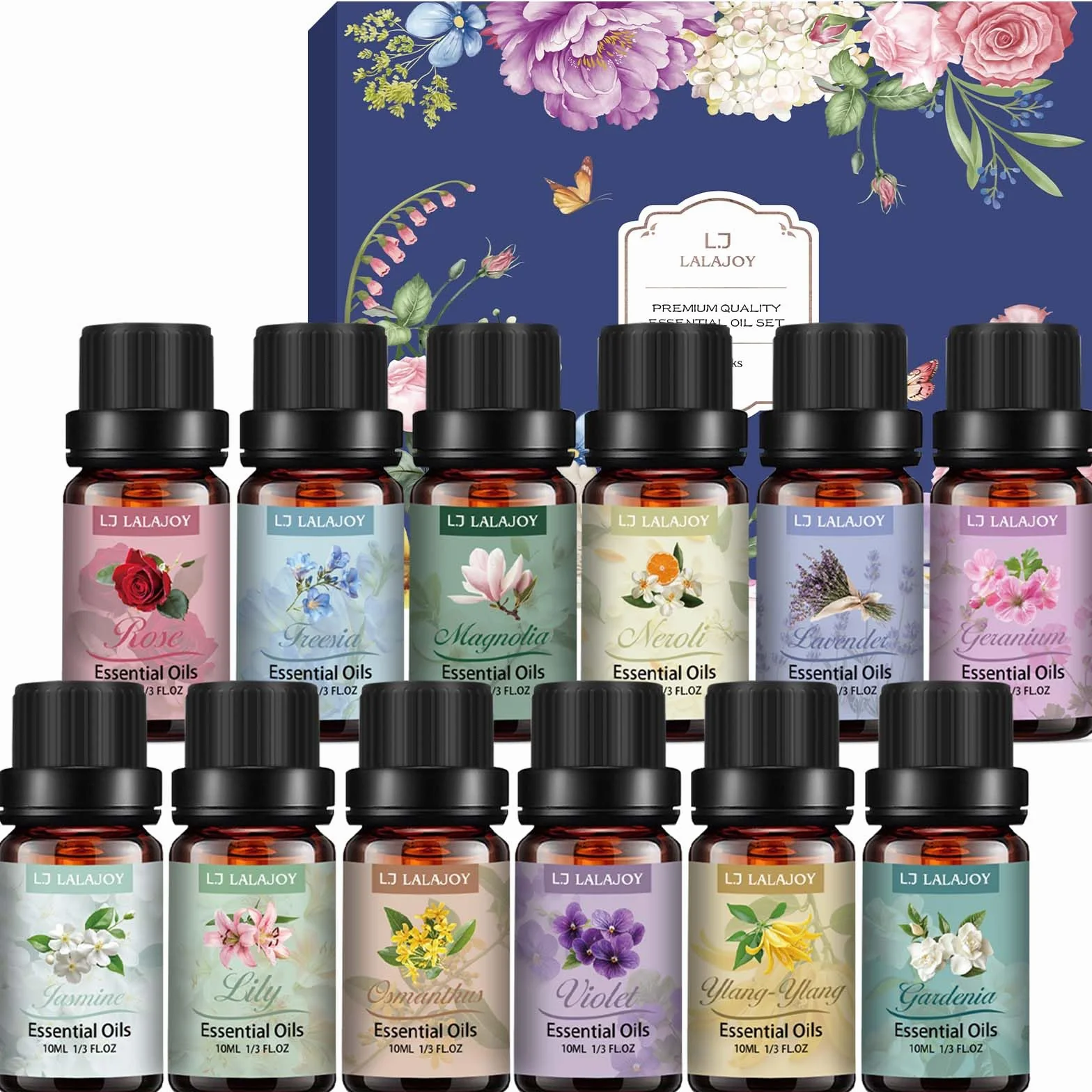 Kwiatowy zestaw olejków eterycznych do dyfuzora, naturalne aromaterapii, 12 x 10 ml, olejek zapachowy, zestaw prezentowy do produkcji mydła, produkcji świec, nawilżacza powietrza, SPA, prezent dla
