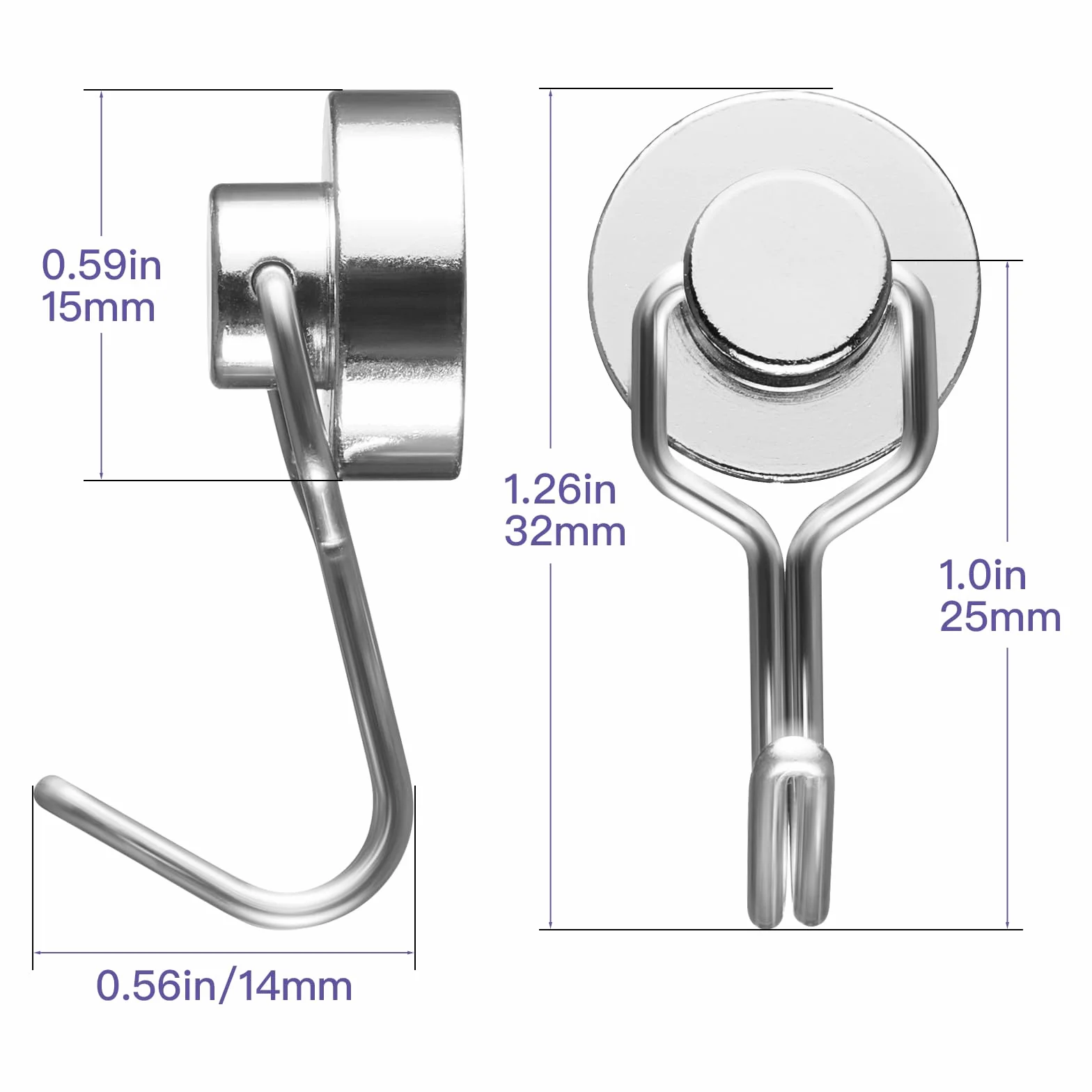 BTLIN Haczyk Magnetyczny Małe, Mocne Neodymowe Magnesy z Mini Haczyki, Nośność do 9 kg, do Kuchni, Lodówki, Biura, Garażu, 12 sztuk