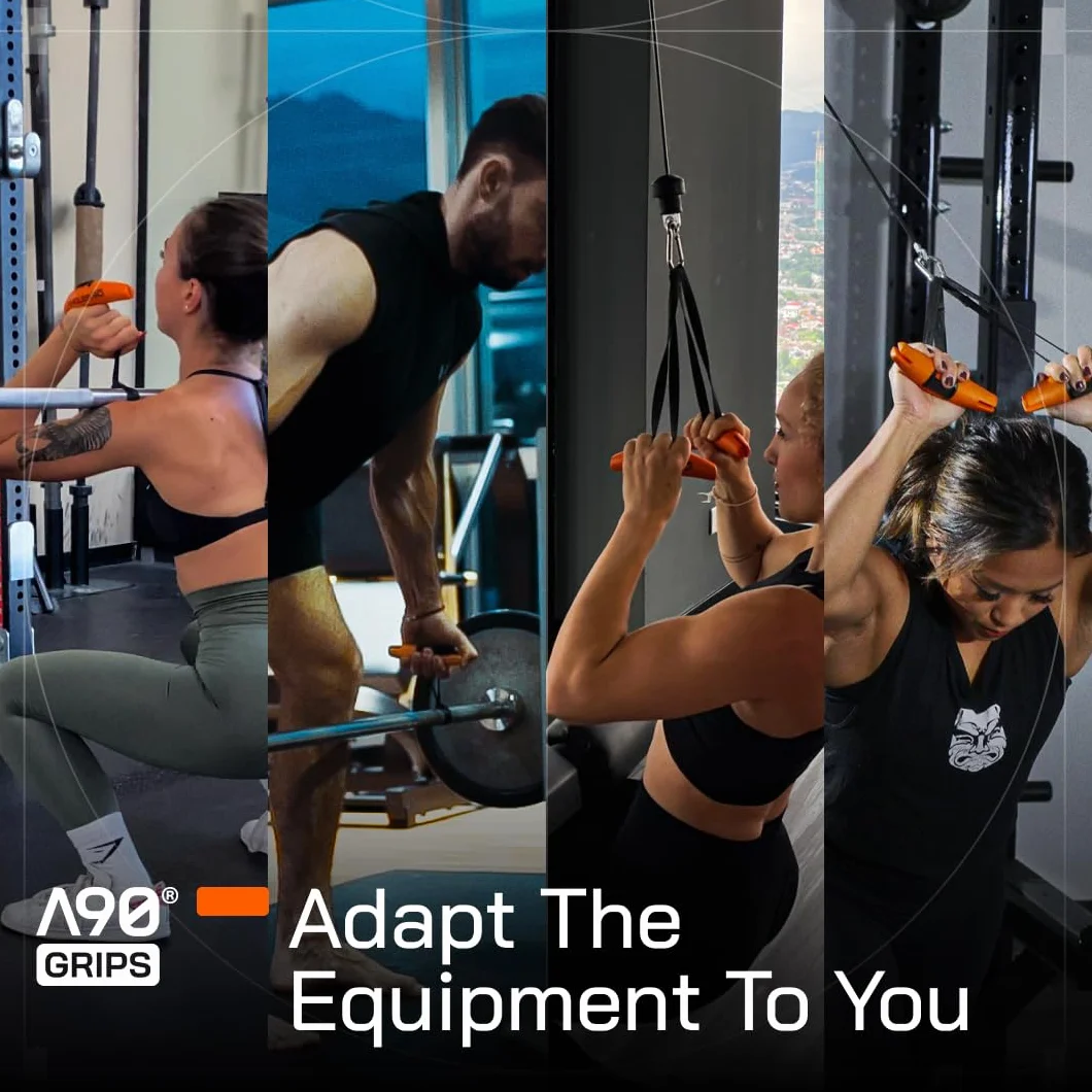 Angles90 Grips – dynamiczne uchwyty fitness do mocowania na drążkach do podciągania, długich hantlach, maszynach do podciągania, maszynach wioślarskich, wciągarkach kablowych i maszynach siłowych –