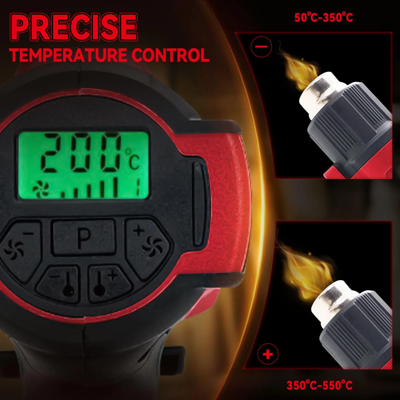 Bezprzewodowa dmuchawa do gorącego powietrza do akumulatora Milwaukee 18V, pistolet do gorącego powietrza z 5 dyszami, 2 ustawienia temperatury max 550°C do krycia rur termokurczliwych, owijania