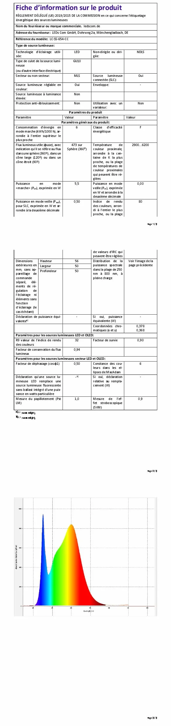 ledscom.de 2 spoty ścienne WAIKA, jednopłomienne, z przełącznikiem, GU10, biały mat, w zestawie z lampą LED Smart Home RGBW GU10, 5.41W, 473lm