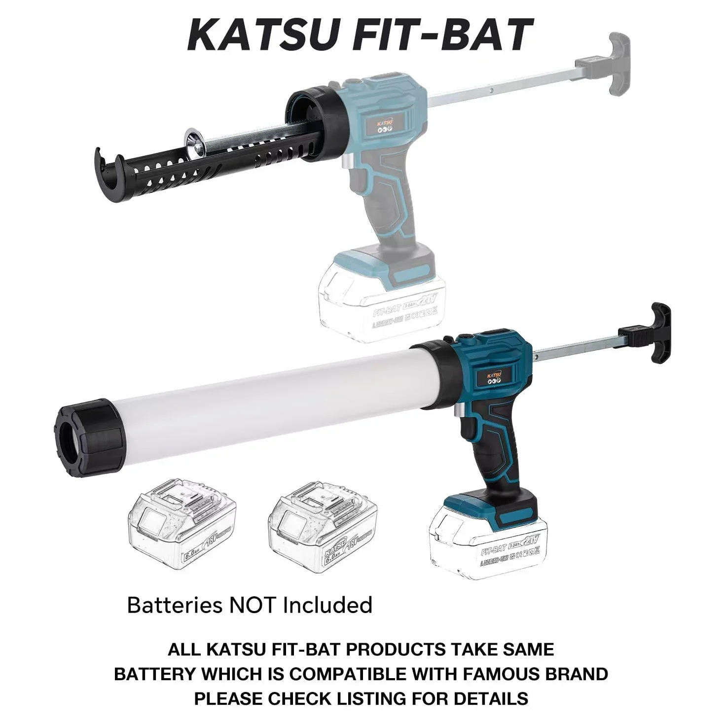 KATSU FIT-BAT bezprzewodowy pistolet uszczelniający 18 V/21 V, bez kapania, 4 regulowane prędkości, pistolet do automatycznego płynnego nakładania, bateria nie jest dołączona