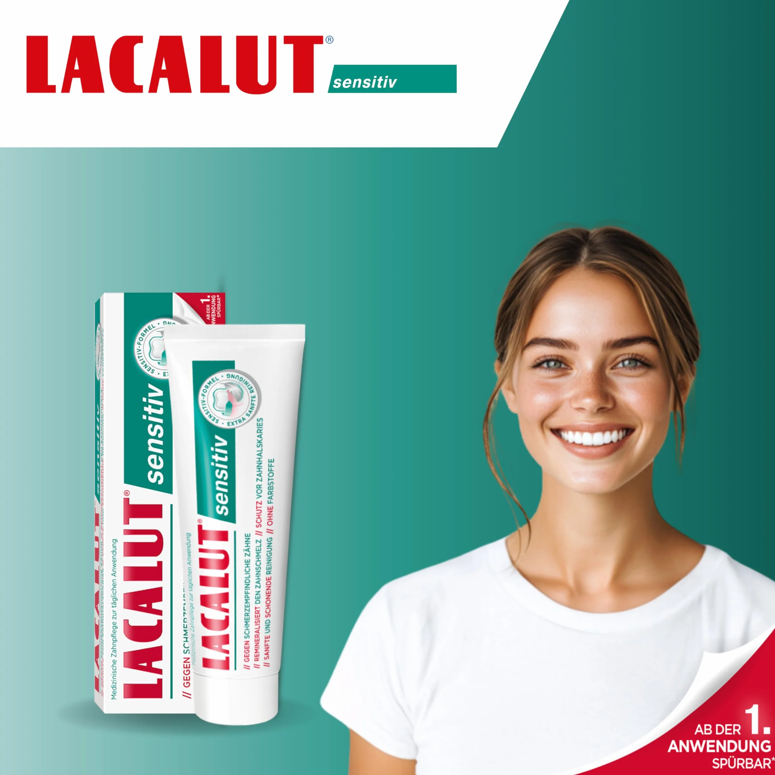 LACALUT Sensitiv Pasta do zębów I do delikatnej pielęgnacji zębów I zmniejsza wrażliwość na ból I chroni zęby i dziąsła, 1 x 75 ml