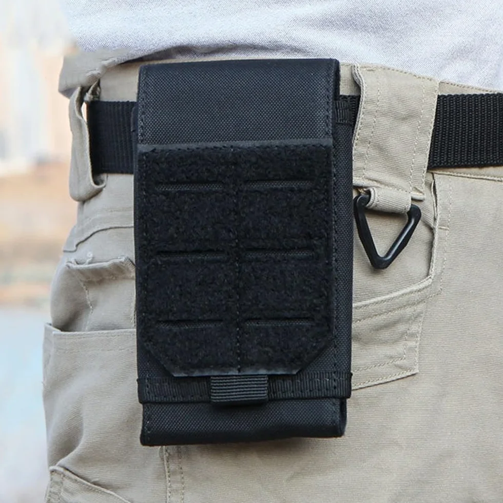 Taktyczne etui na telefon, telefon Molle Smartphone Pasek, torba bananowa z gniazdem na karty smartfona 4" do 7", czarny