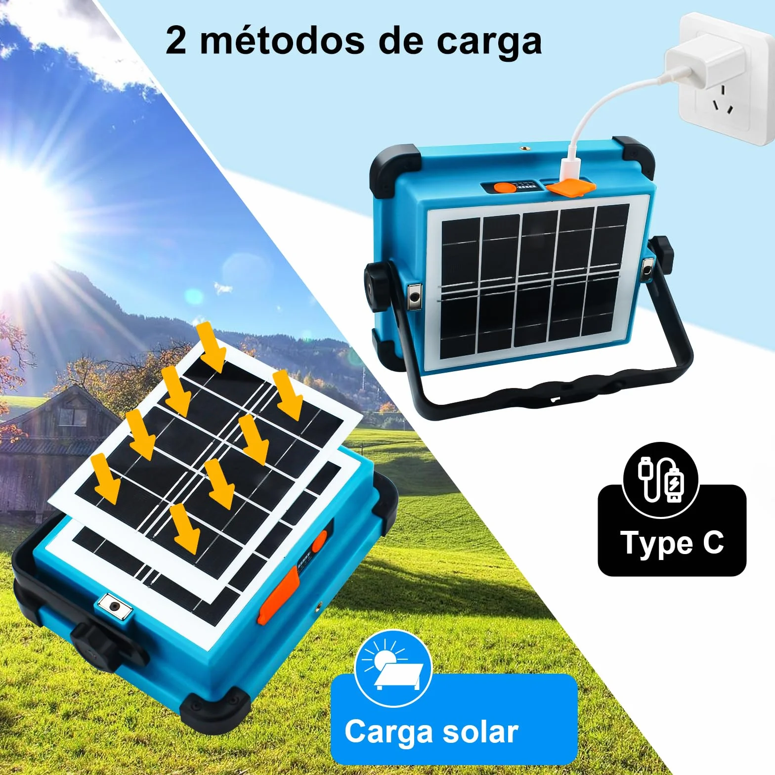 Solarna Lampa Robocza LED 100W 10000LM 4 Tryby 180° Obrotowa z Akumulatorem