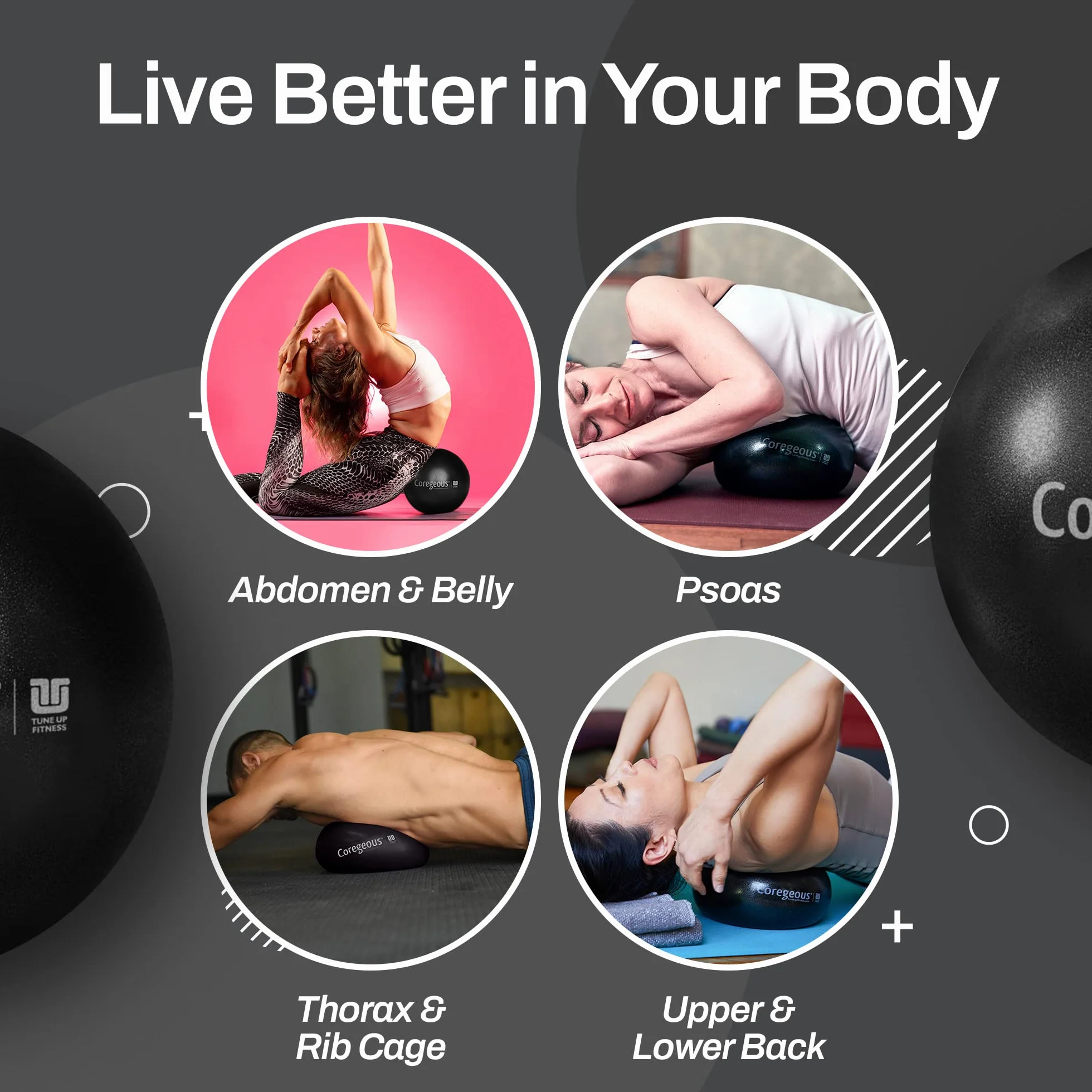 Tune Up Fitness Coregeous Ball Piłka rdzeniowa do uwalniania psoas brzucha i dolnej części pleców