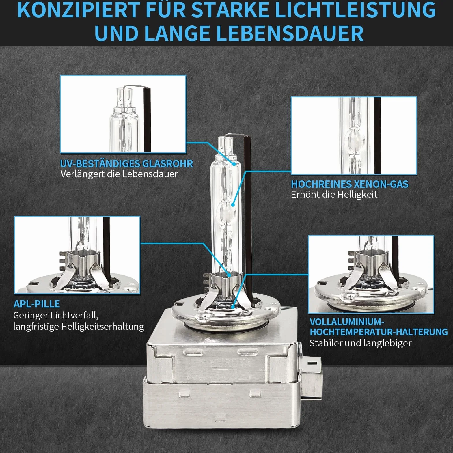 D3S Xenon Brenner 6000K Weiß - KI-Chip D3S Scheinwerferlampe mit Zulassung - Bixenon Auto lampe 12V 40W Xenon scheinwerfer