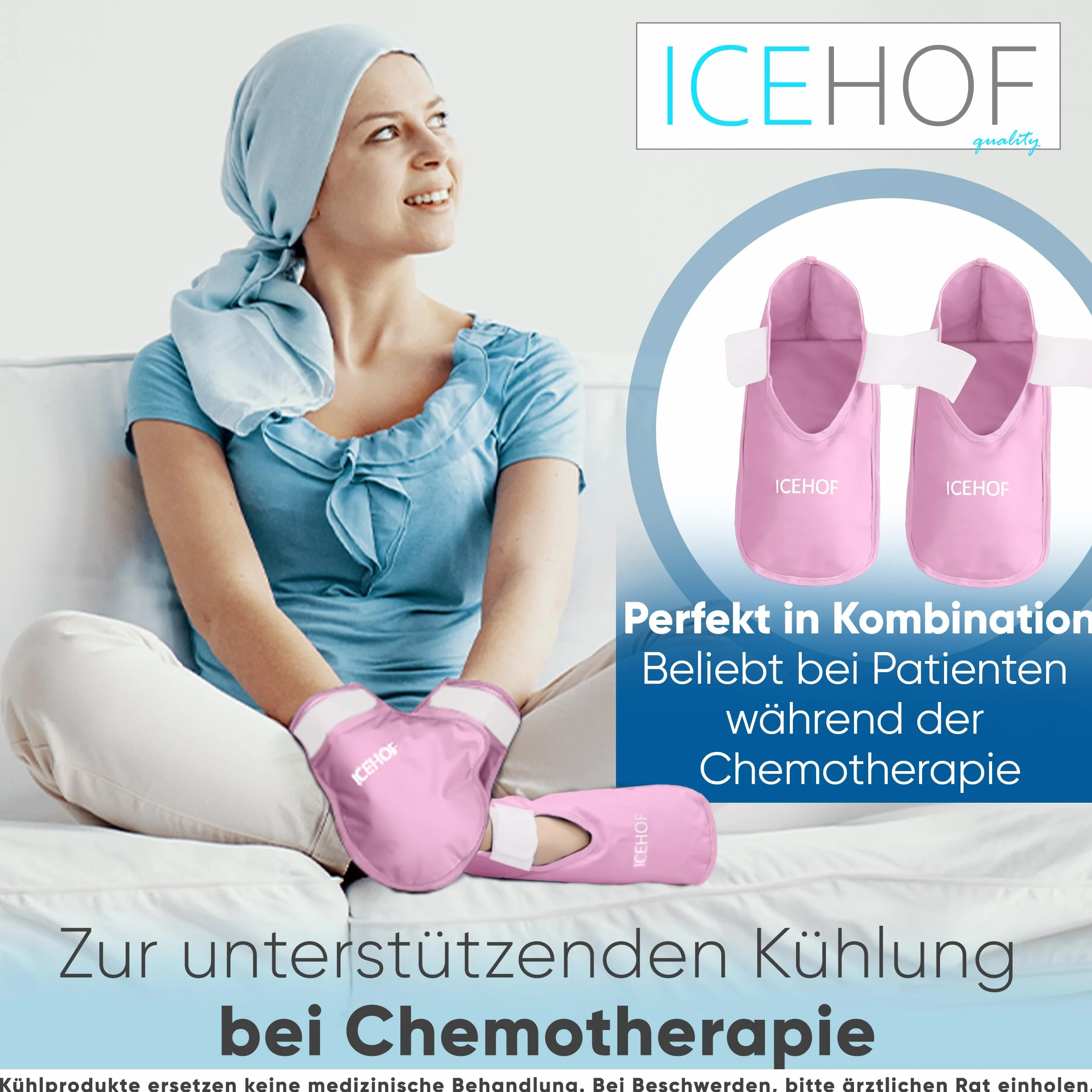 ICEHOF Rękawice chłodzące żelowe 2x na dłonie chemioterapia reumatyzm