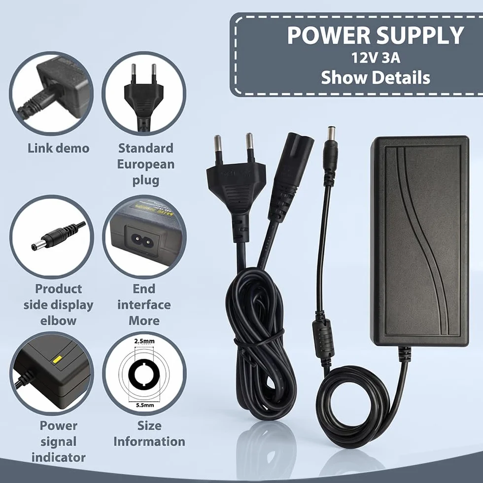 Arotelicht Zasilacz LED 12 V DC 3 A LED transformator adapter sieciowy zasilacz sieciowy zasilacz sieciowy transformator prąd do SMD 3528/5050 taśma LED