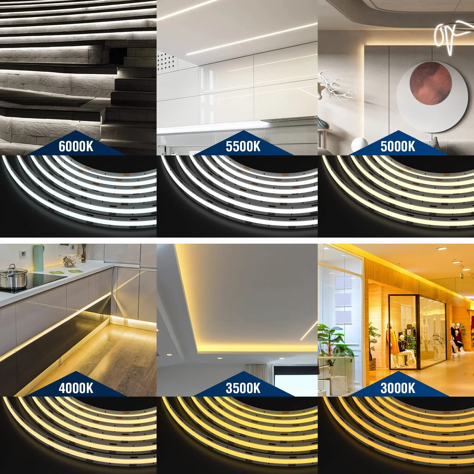 BTF-LIGHTING FCOB COB FOB elastyczna taśma LED High Density CCT 2 x 5 m 640 LEDS/M DC24 V 14 W/M regulowana 3000-6000 K CRI> 90 ściemniana, odkształcalna taśma LED do dekoracji wnętrz DIY (tylko