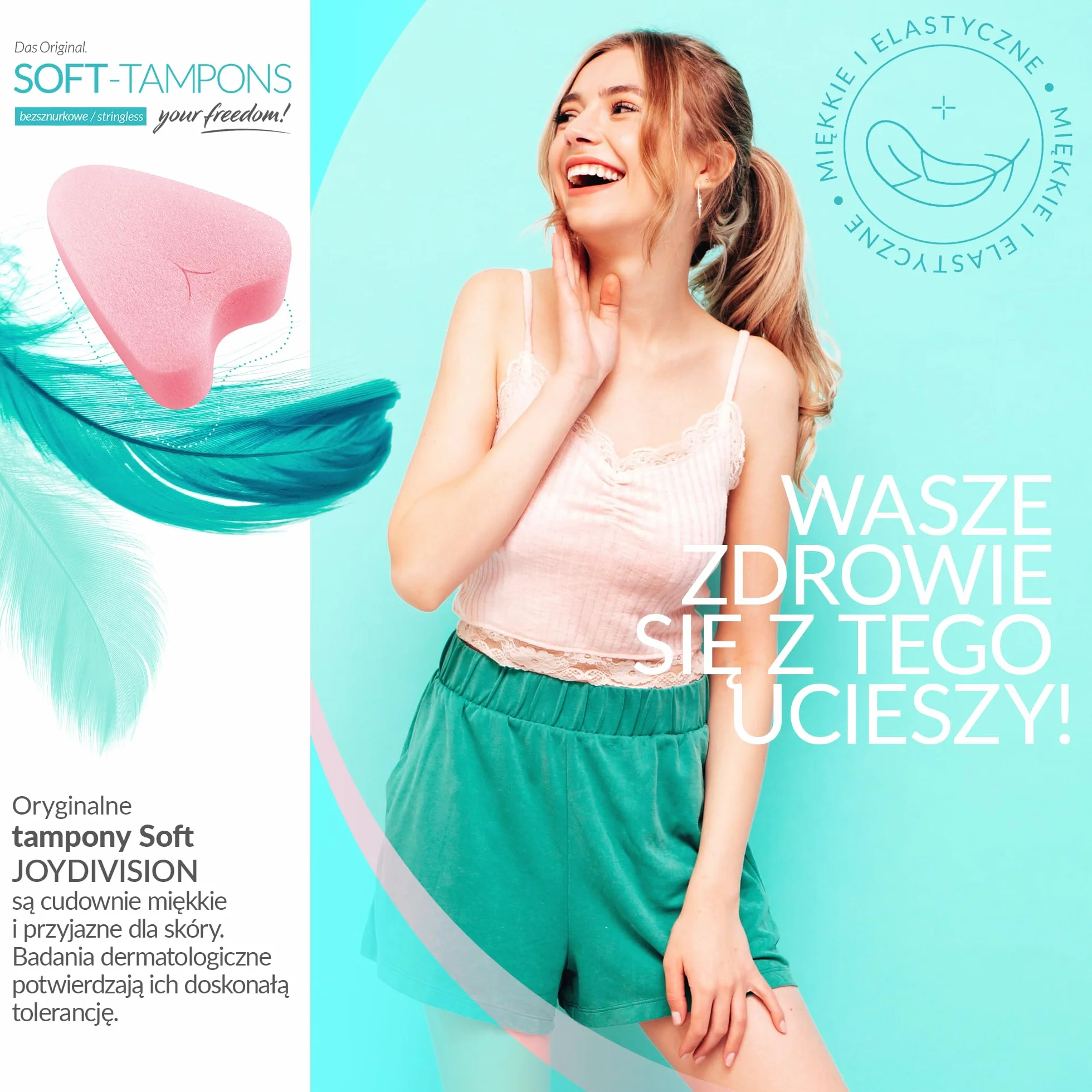 JOYDIVISION Soft-Tampons normal 50 sztuk Tampony bez sznurka gąbeczka menstruacyjna ultra soft