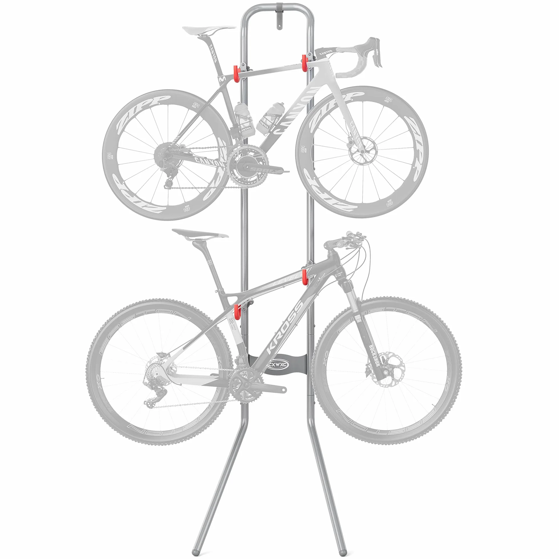 CXWXC Pionowy uchwyt ścienny na 2 rowery, oszczędność miejsca do 54 kg, regulowany uchwyt rowerowy do garażu i mieszkania, roweru górskiego i szosowego