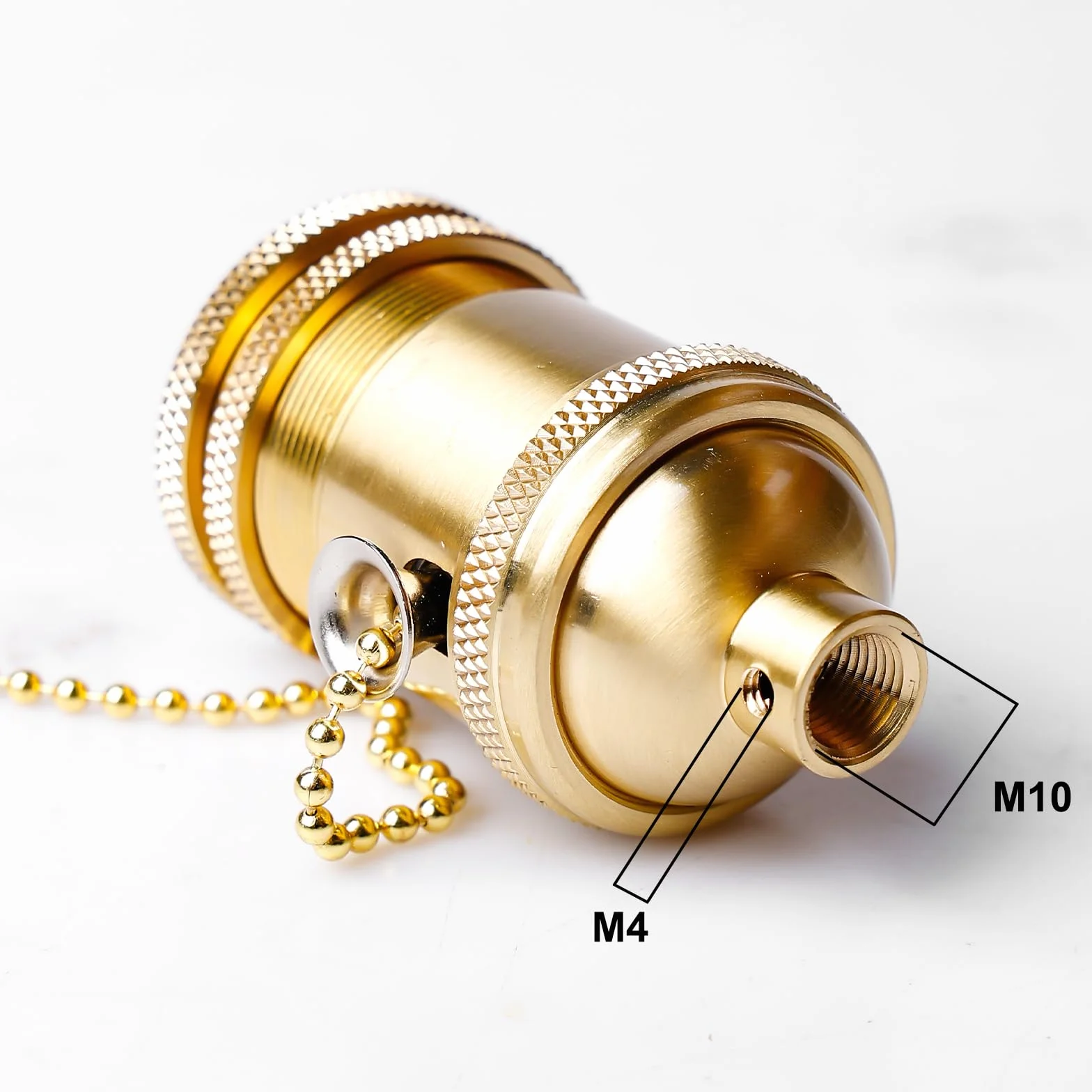 GOMETY Oprawa lampy E27 w stylu vintage z przełącznikiem łańcucha, miedziana oprawa lampy z łańcuchem ciągnącym, na biurko, uchwyt na lampę, podstawa śrubowa, do samodzielnego montażu