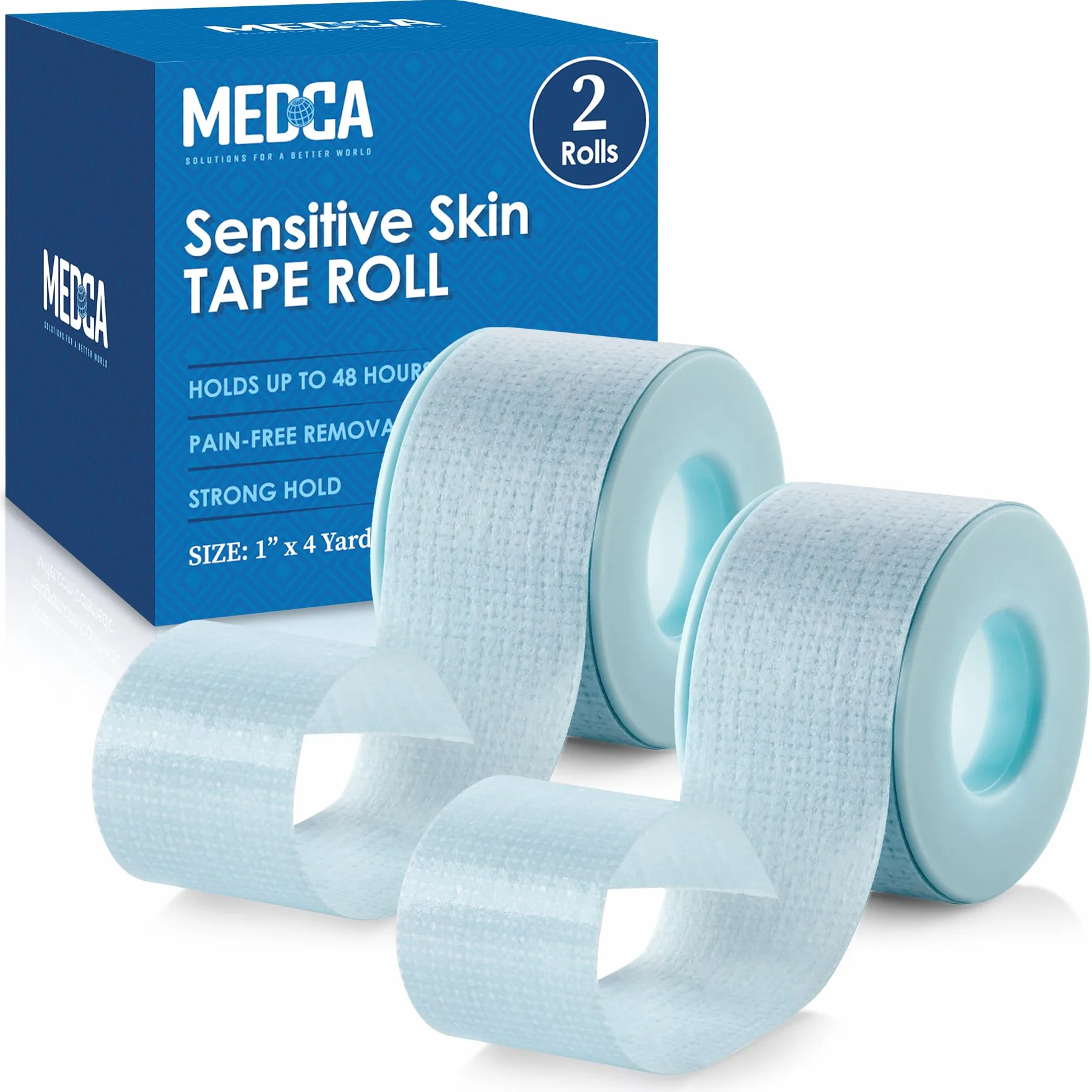 MEDca Sensitive Skin Low Trauma Tape Roll, 1 in x 4 yds, 2-Pack