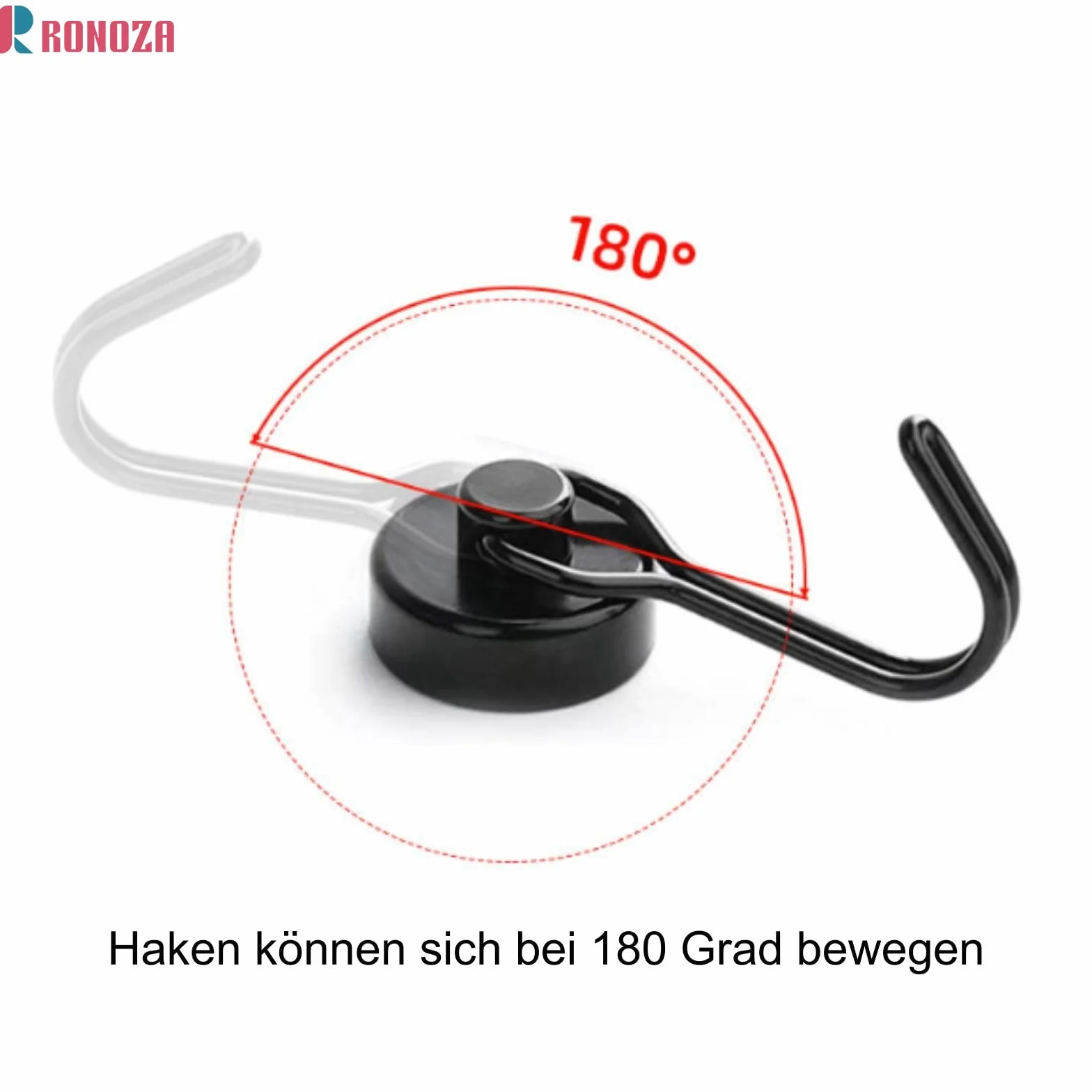 Ronoza 5 sztuk haczyków magnetycznych, bardzo mocne, magnesy neodymowe, 16 mm, magnetyczne haczyki, maks. nośność 15 kg, nadają się do grilla, kuchni, gadżetów, szafek, biura, lodówki (czarne)