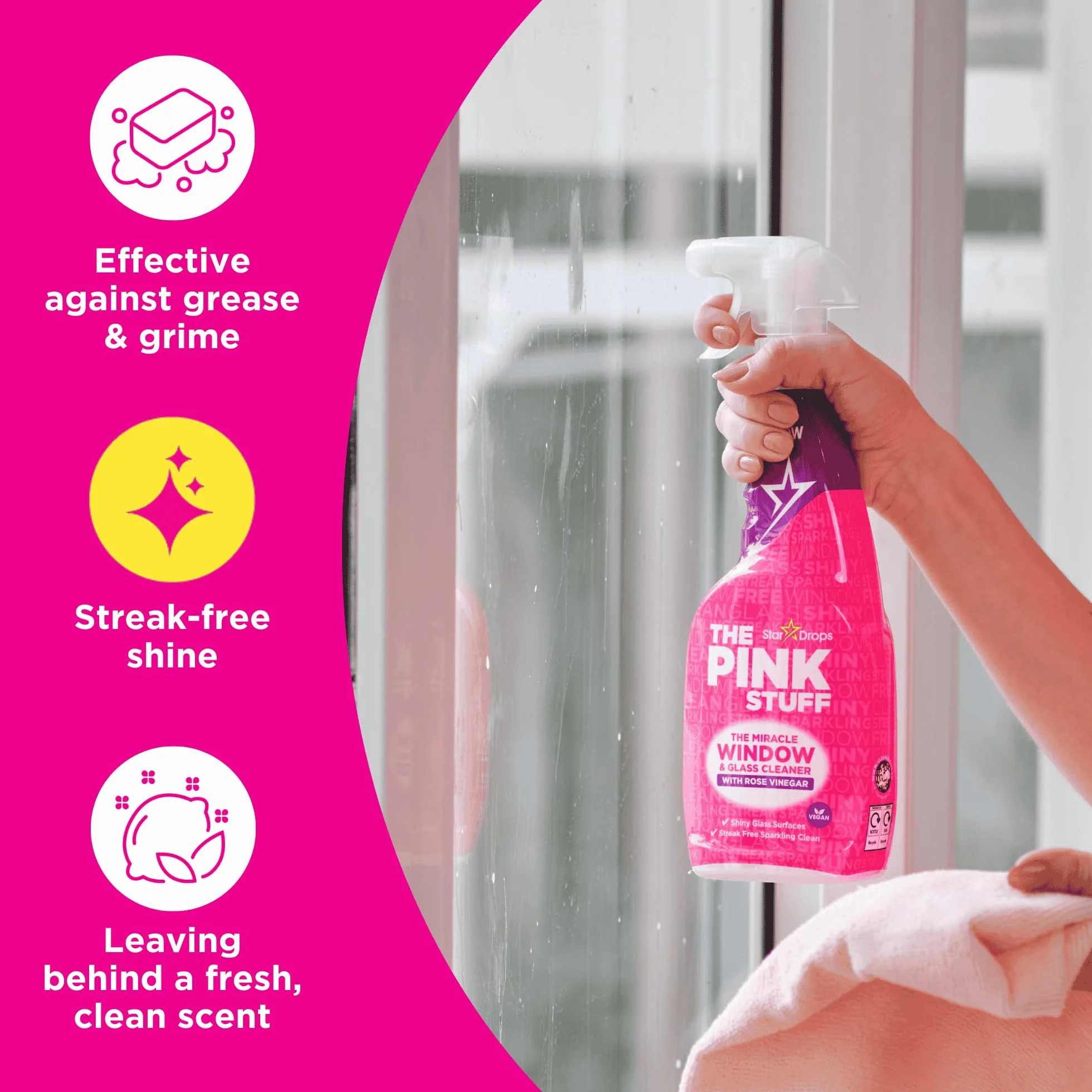 Środek do czyszczenia | okna i szyby | THE PINK STUFF | Glass Rose | Pojemność 750 ml |