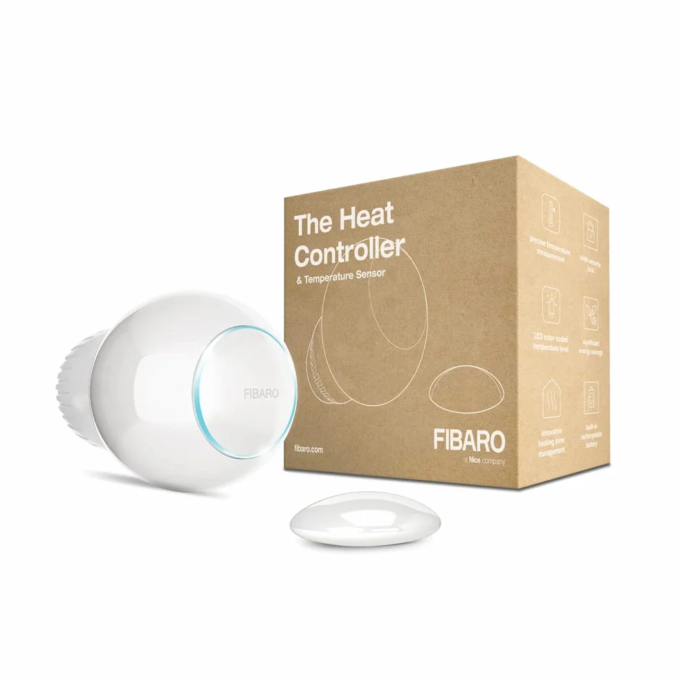 FIBARO The Heat Controller Starter Pack/Z-Wave Plus Smart Heating Radiator Thermostat with additional Temperature Sensor, FGT-PACK