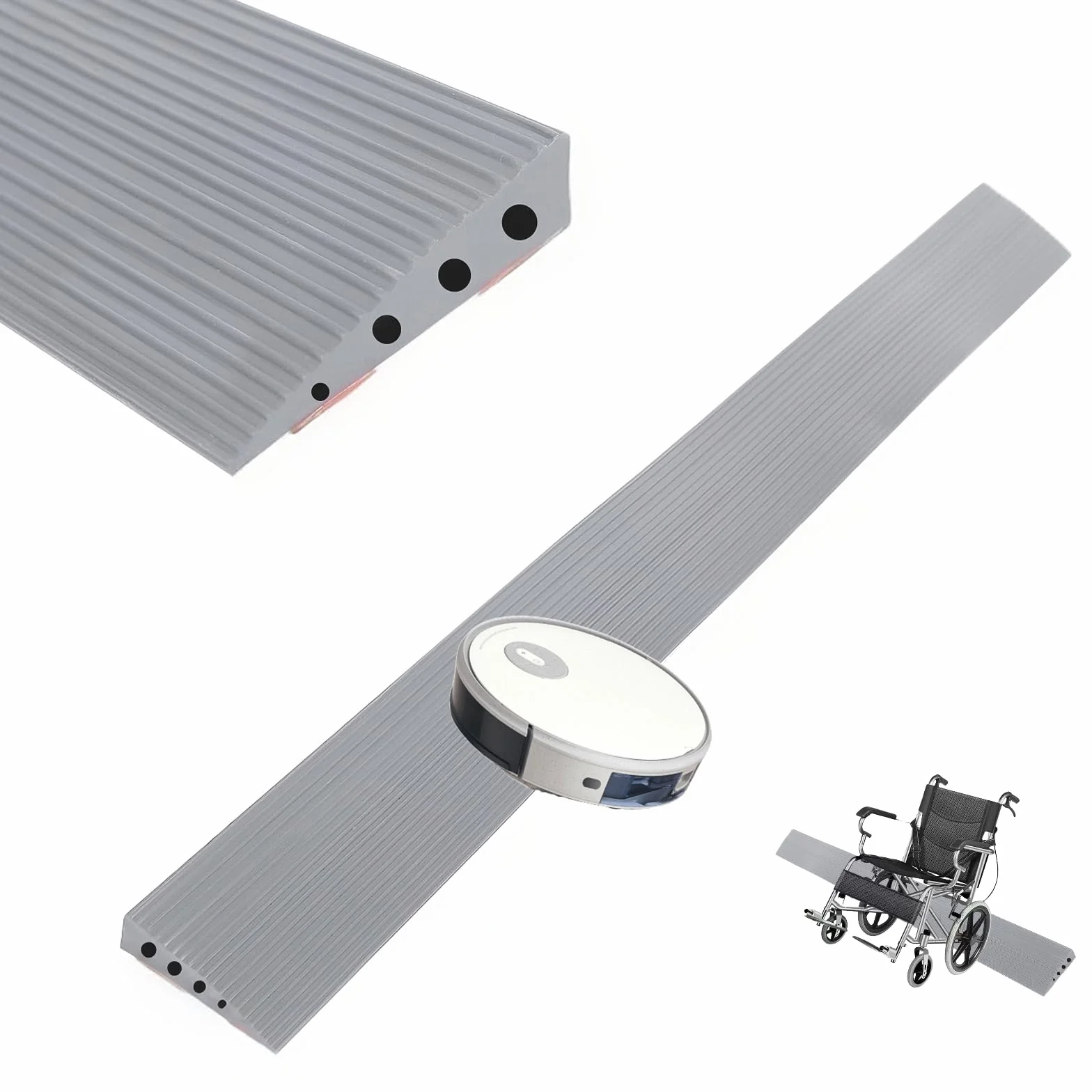 Rampa progowa 100 x 8 x 2,5 cm, gumowa rampa samoprzylepna, antypoślizgowa rampa dla wózków inwalidzkich, z termoplastycznego elastomeru poliestrowego, rampa najazdowa do 800 kg, do wózków