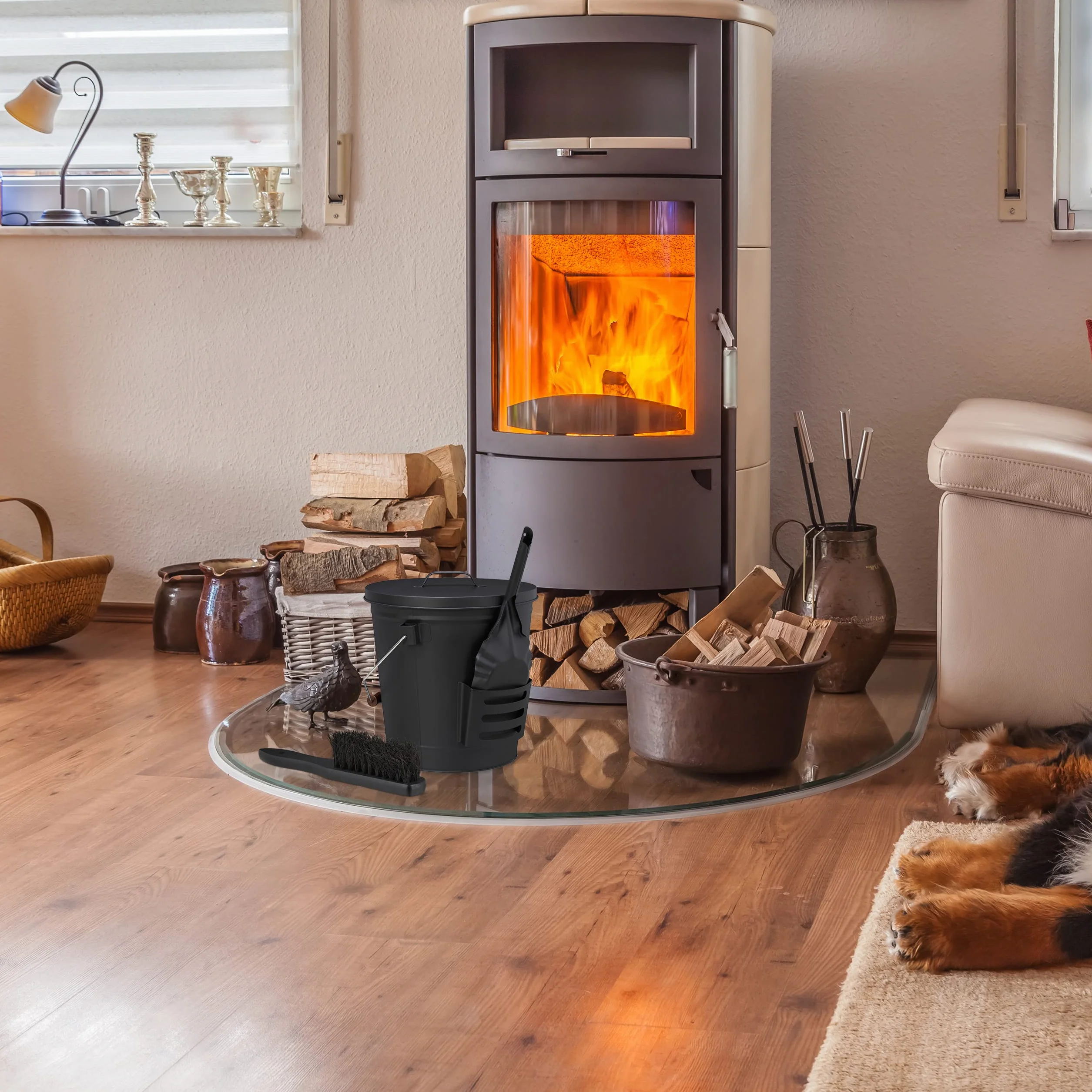 Relaxdays Kosz na popiół z pokrywką 19 l czarny
