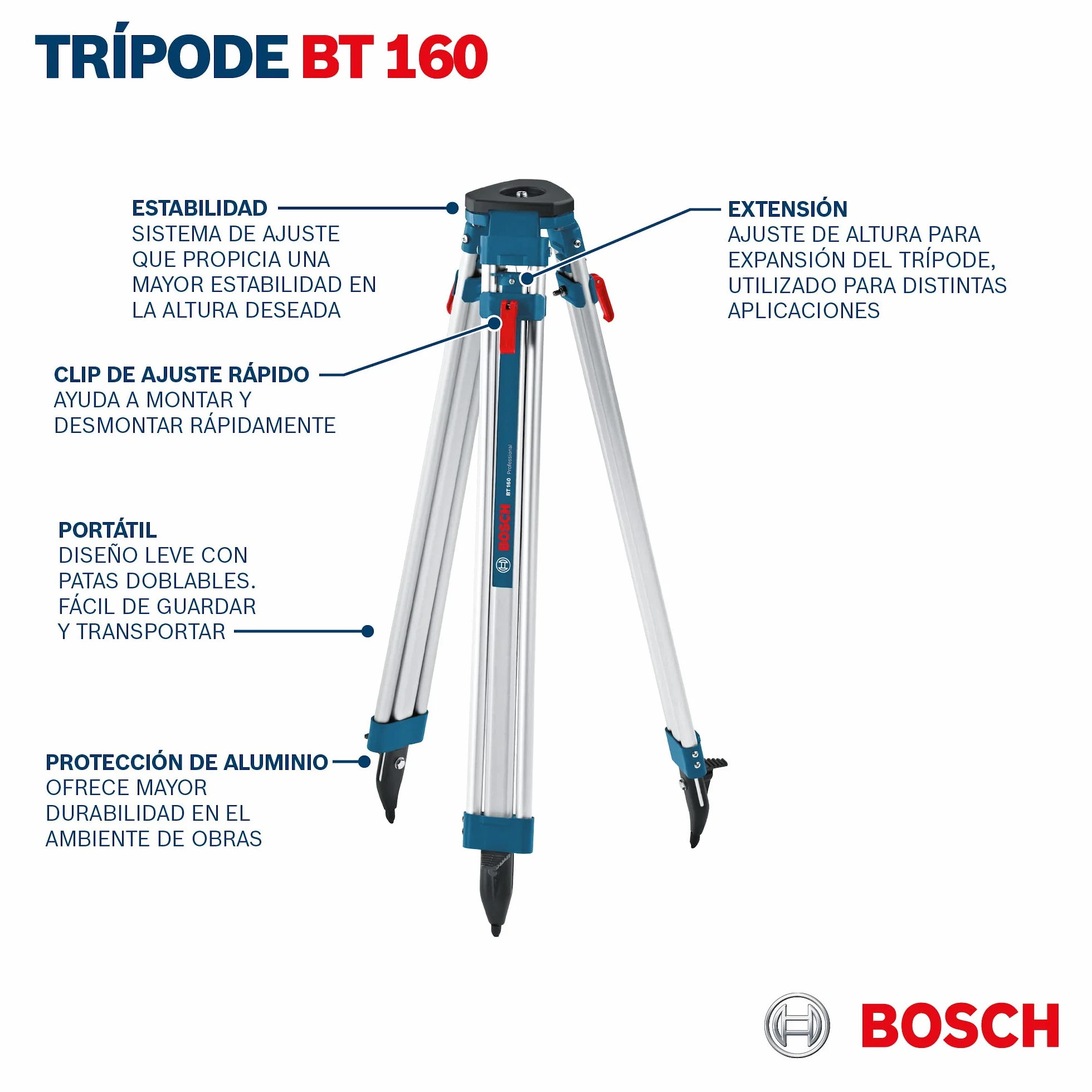 Bosch Professional Statyw budowlany BT 160 97-160 cm 5/8"